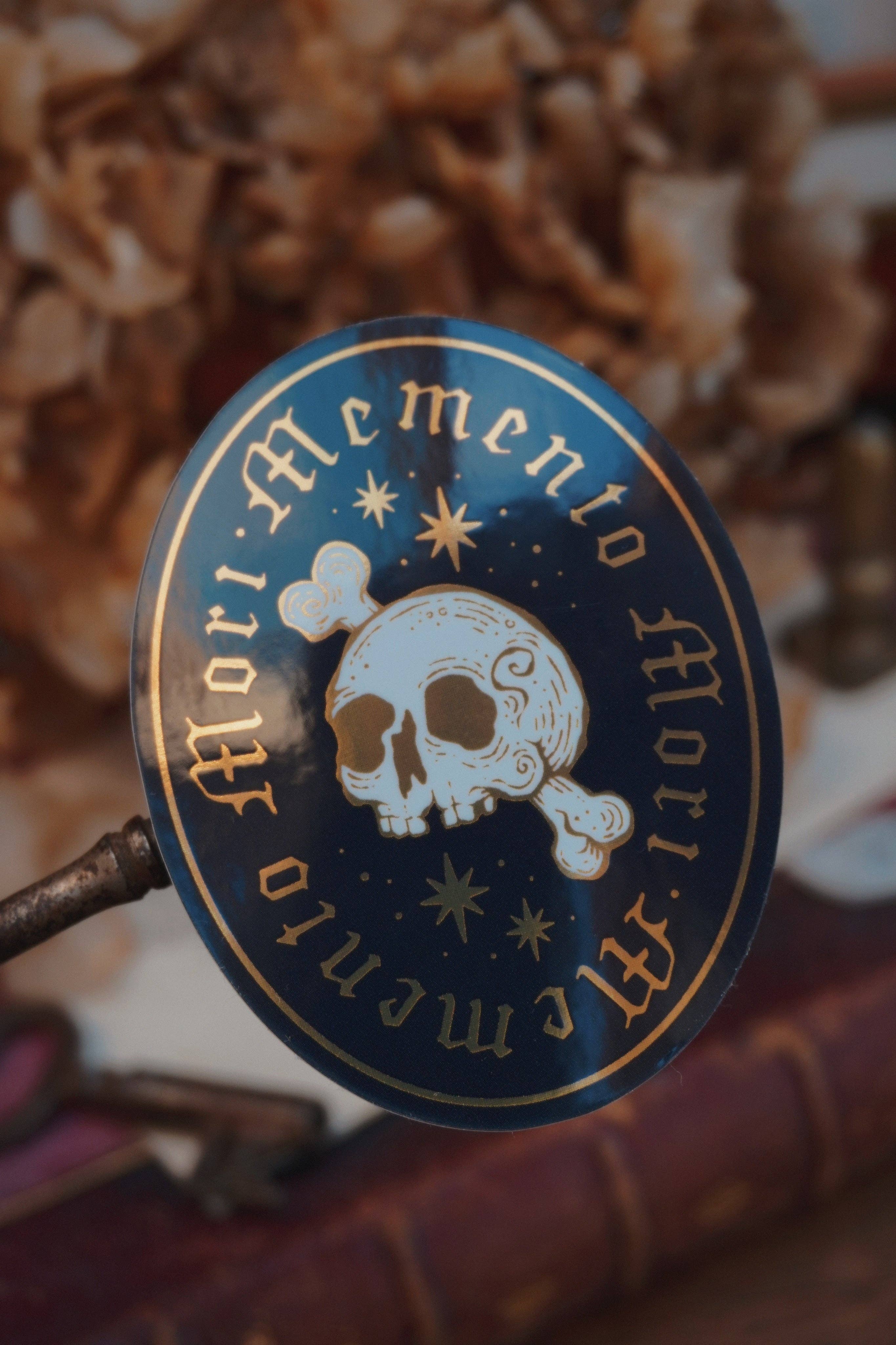 Memento Mori Gold Mirror Sticker - Tooth & Toad