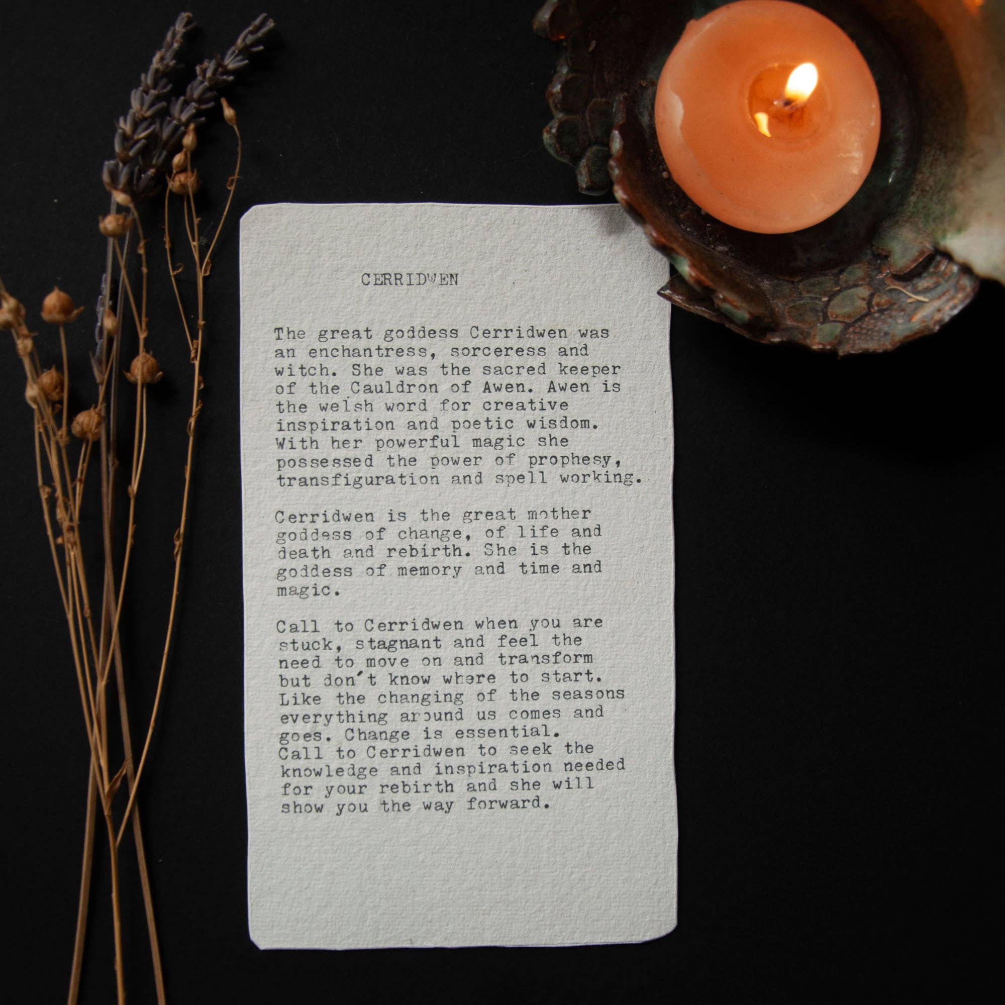 CERRIDWEN ORACLE ALTAR CARD PRINT | Handmade linocut design