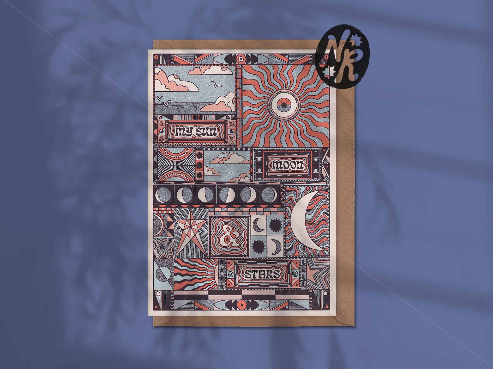 My Sun Moon & Stars Greetings Card