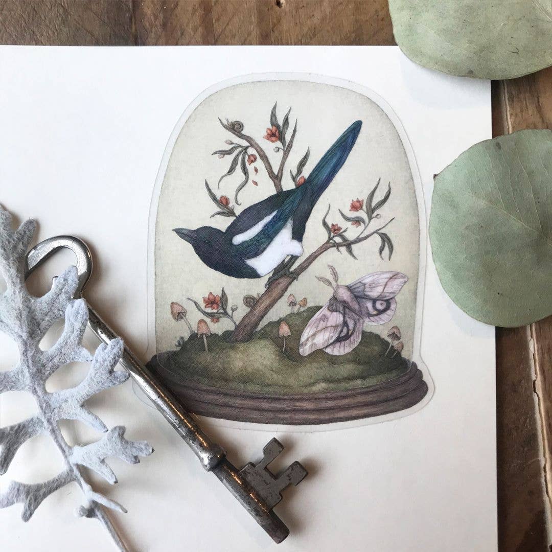 One for Sorrow Semi-transparent Sticker - Jessica Roux