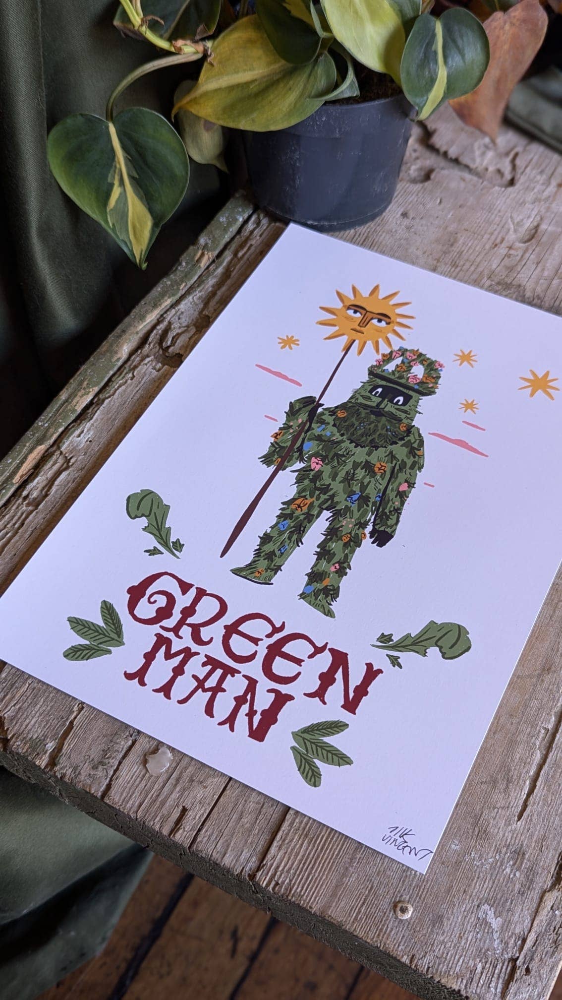 Green Man Folklore Print - Dick Vincent