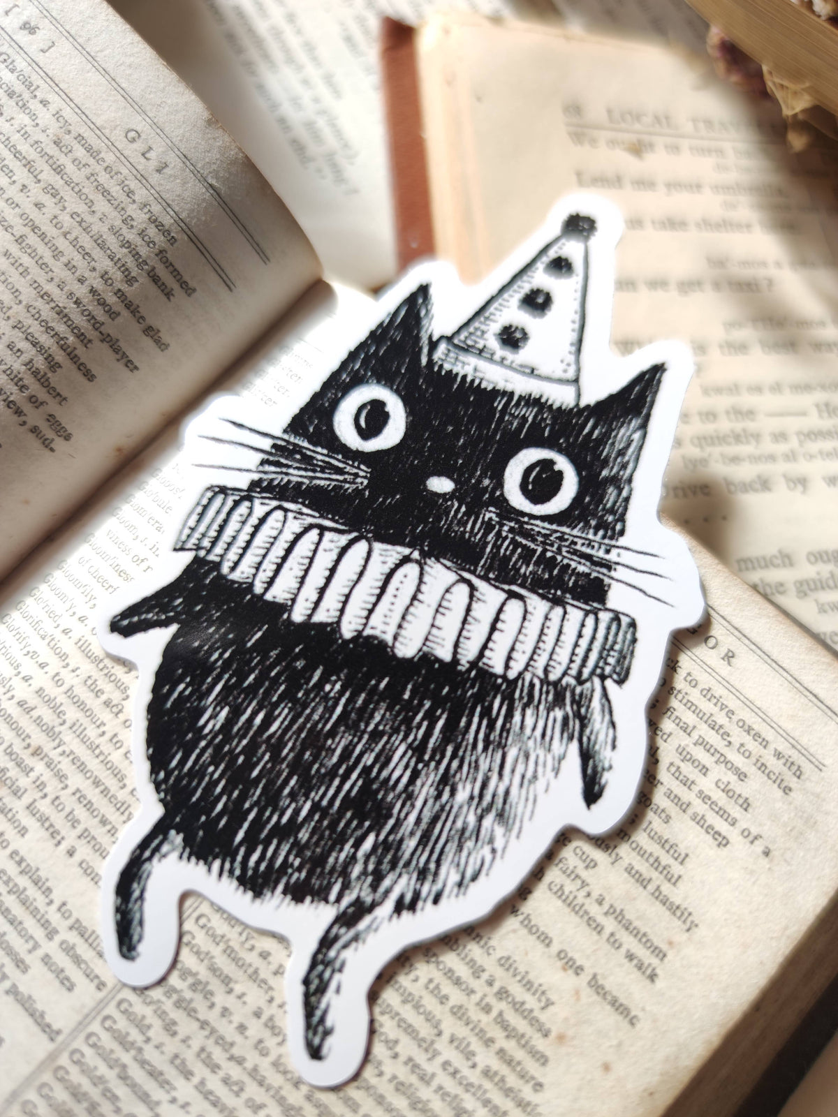 Simon the Clown Cat Vinyl Sticker