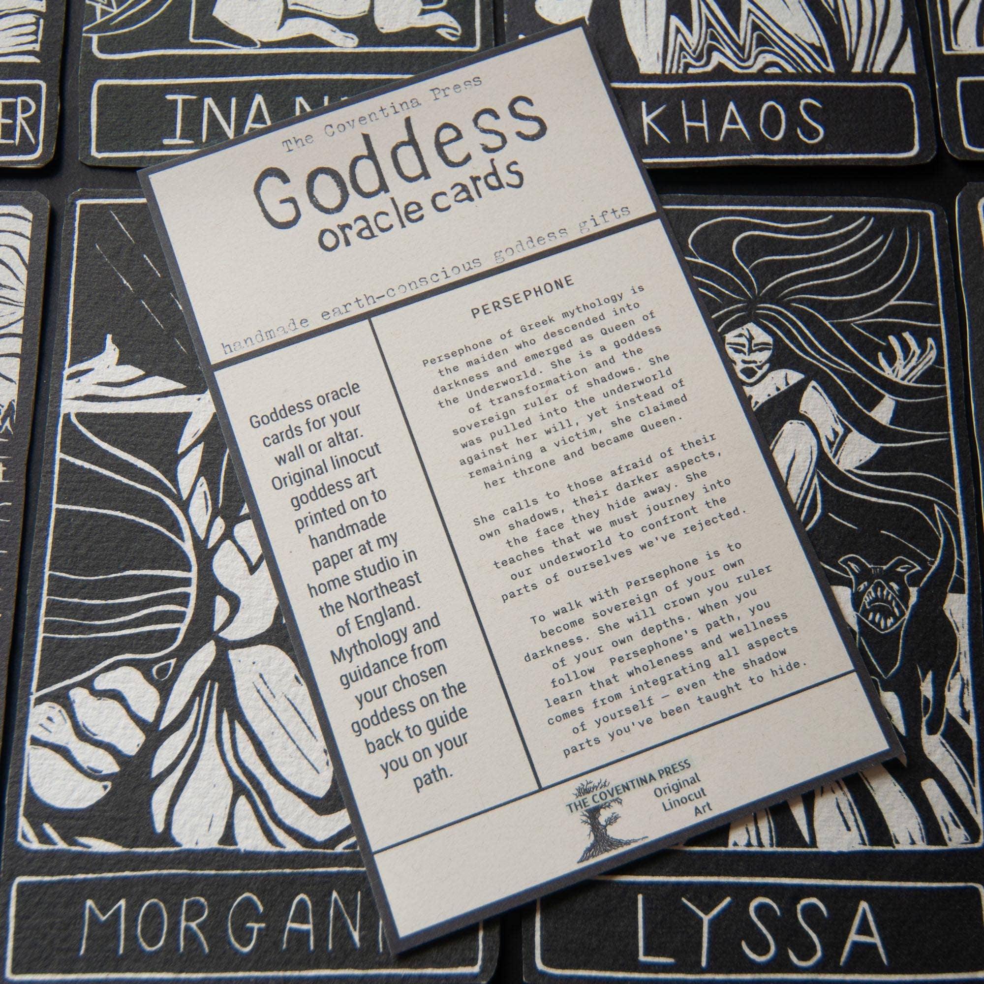 PERSEPHONE  ORACLE ALTAR CARD PRINT | Linocut design
