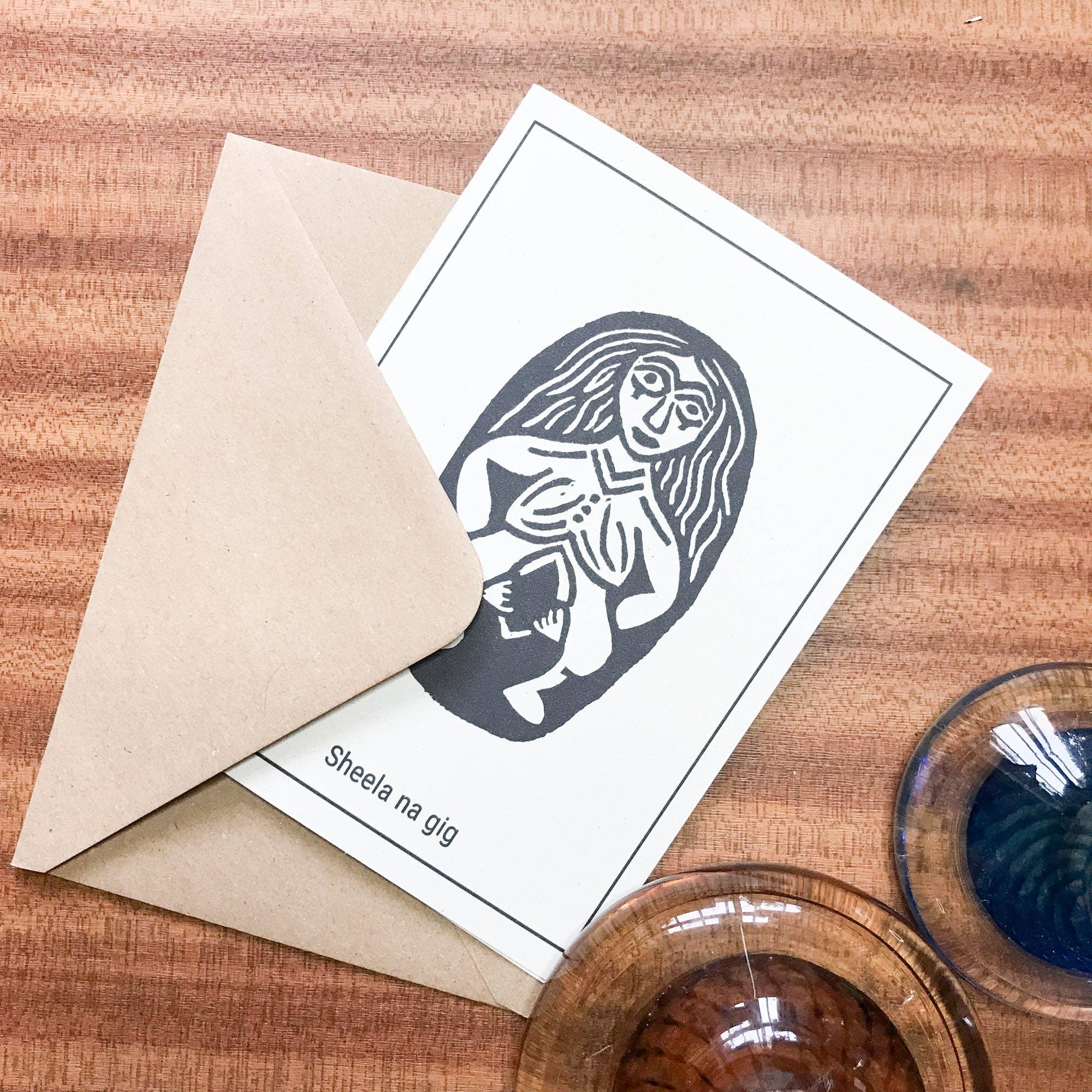 Sheela Na Gig Linocut Greeting Card