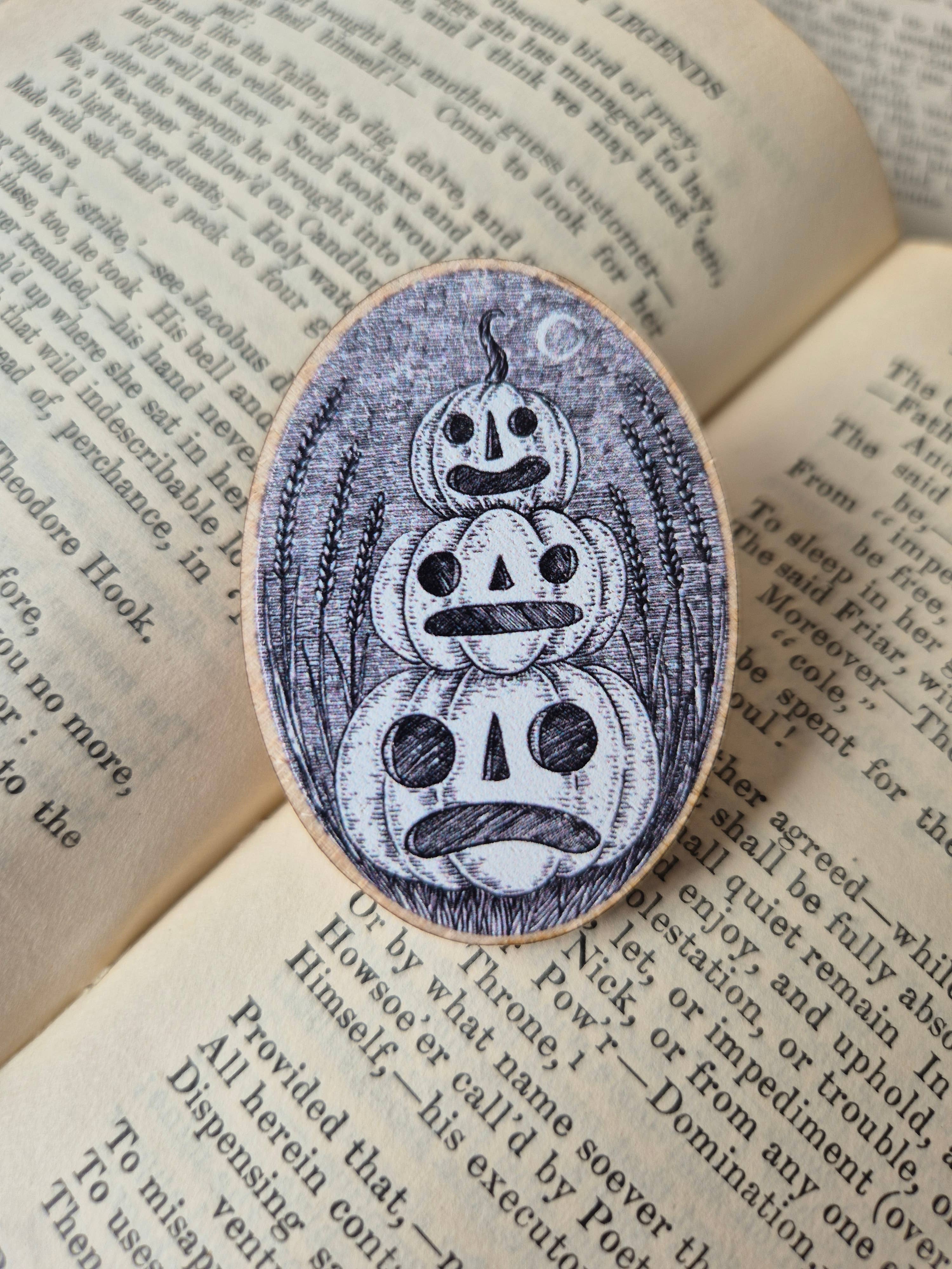 Pumpkin Pals Wooden Pin Badge
