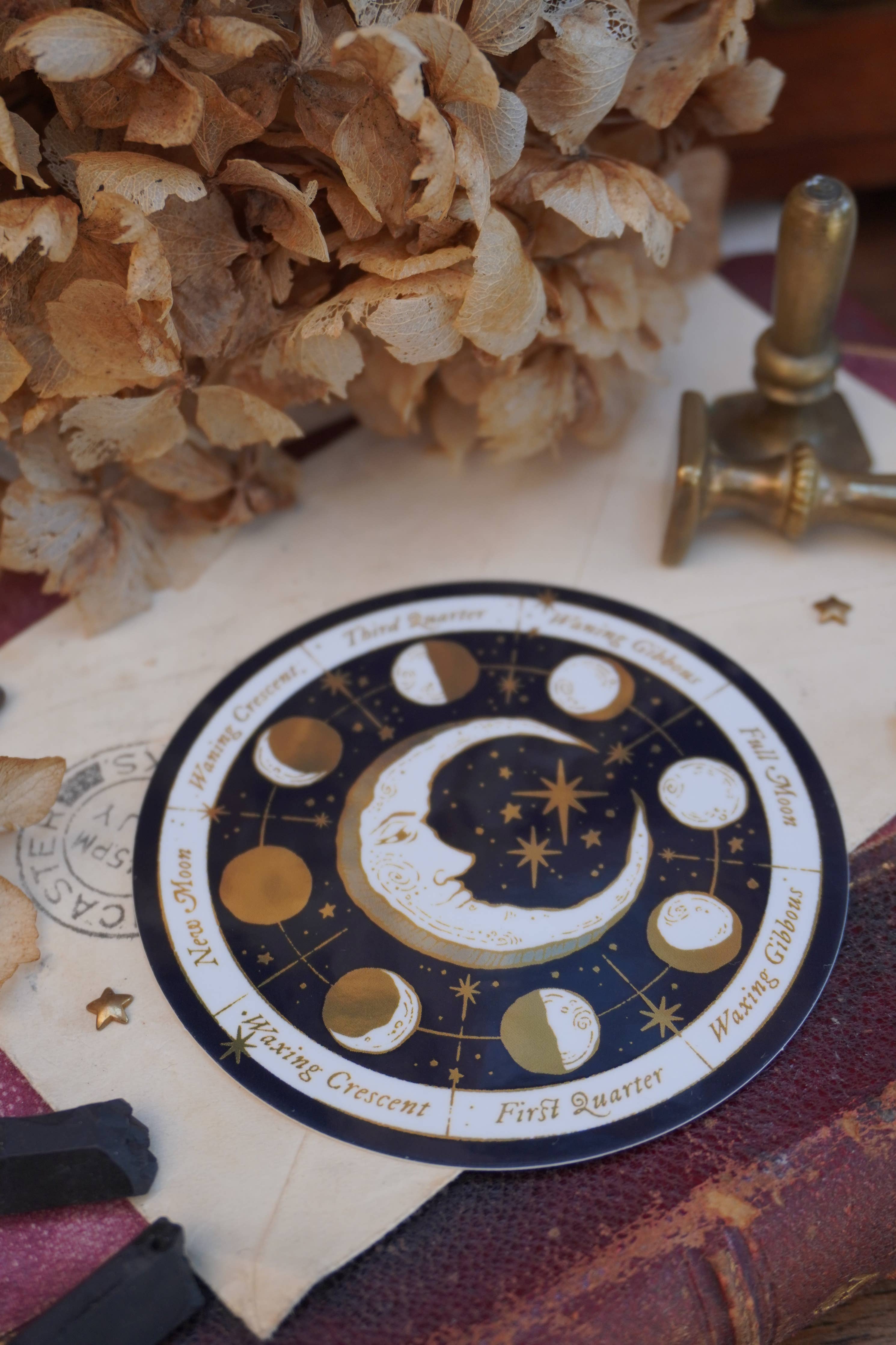 Moon Phases Gold Mirror Sticker - Tooth & Toad
