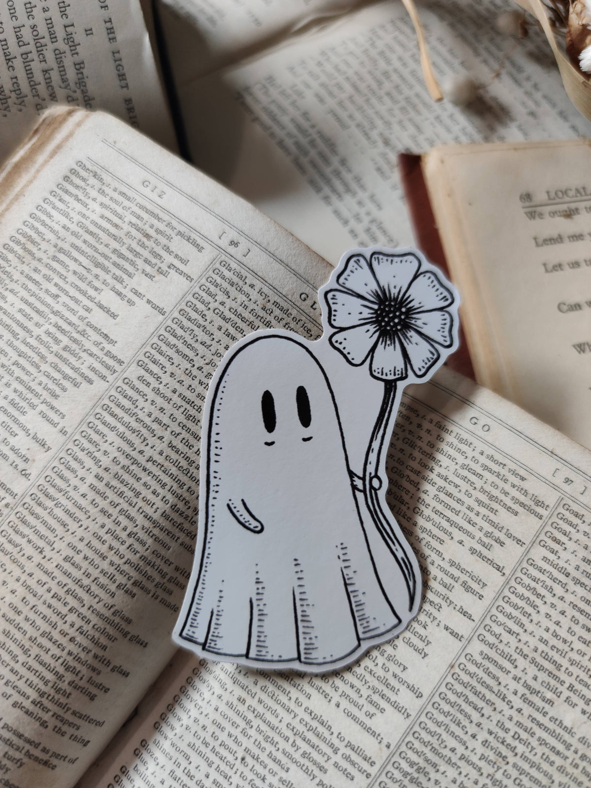 Flower Ghost Vinyl Sticker