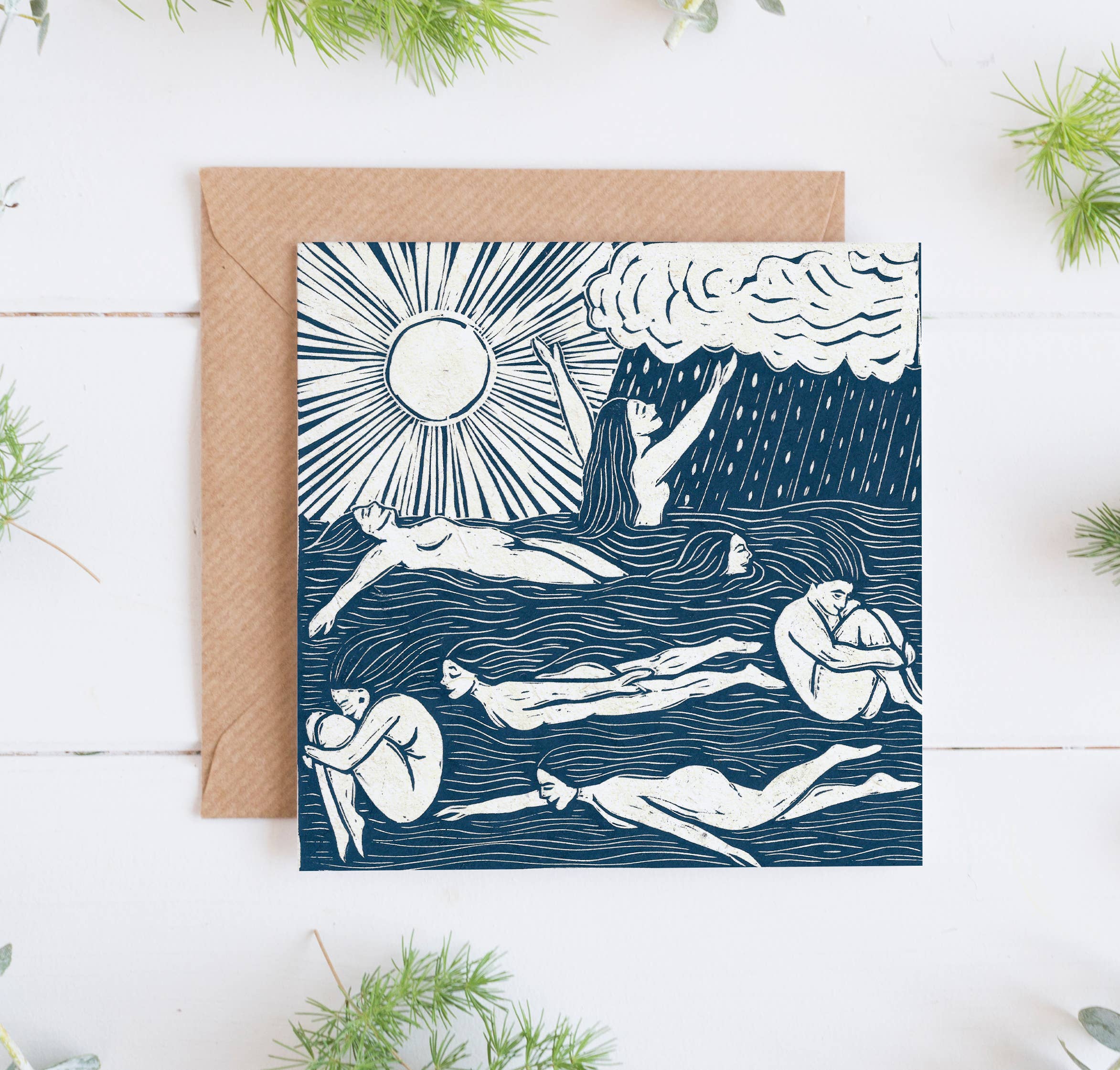 Come Rain or Shine, Cold Water Swim Greeting Card