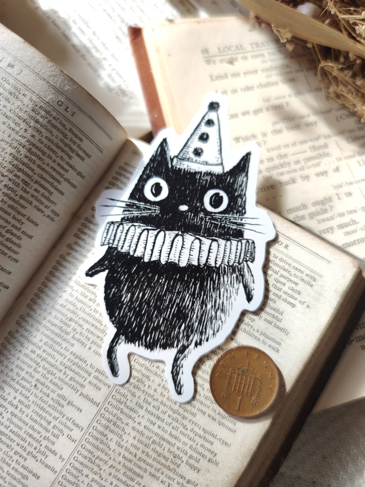 Simon the Clown Cat Vinyl Sticker