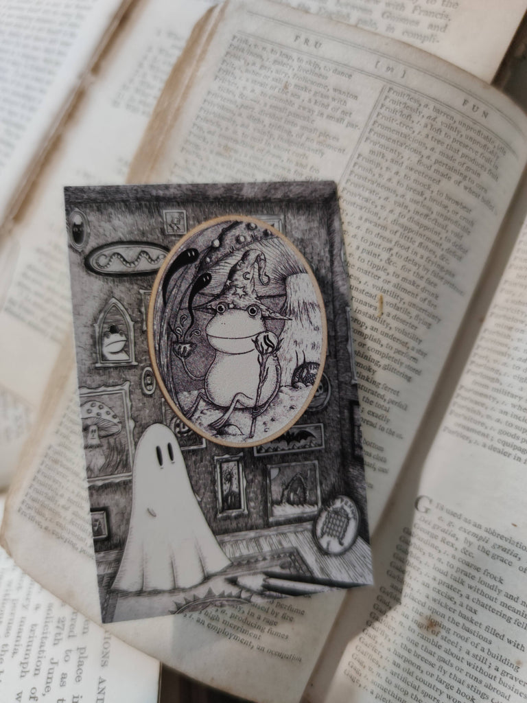 Frog Wizard Wooden Pin Badge