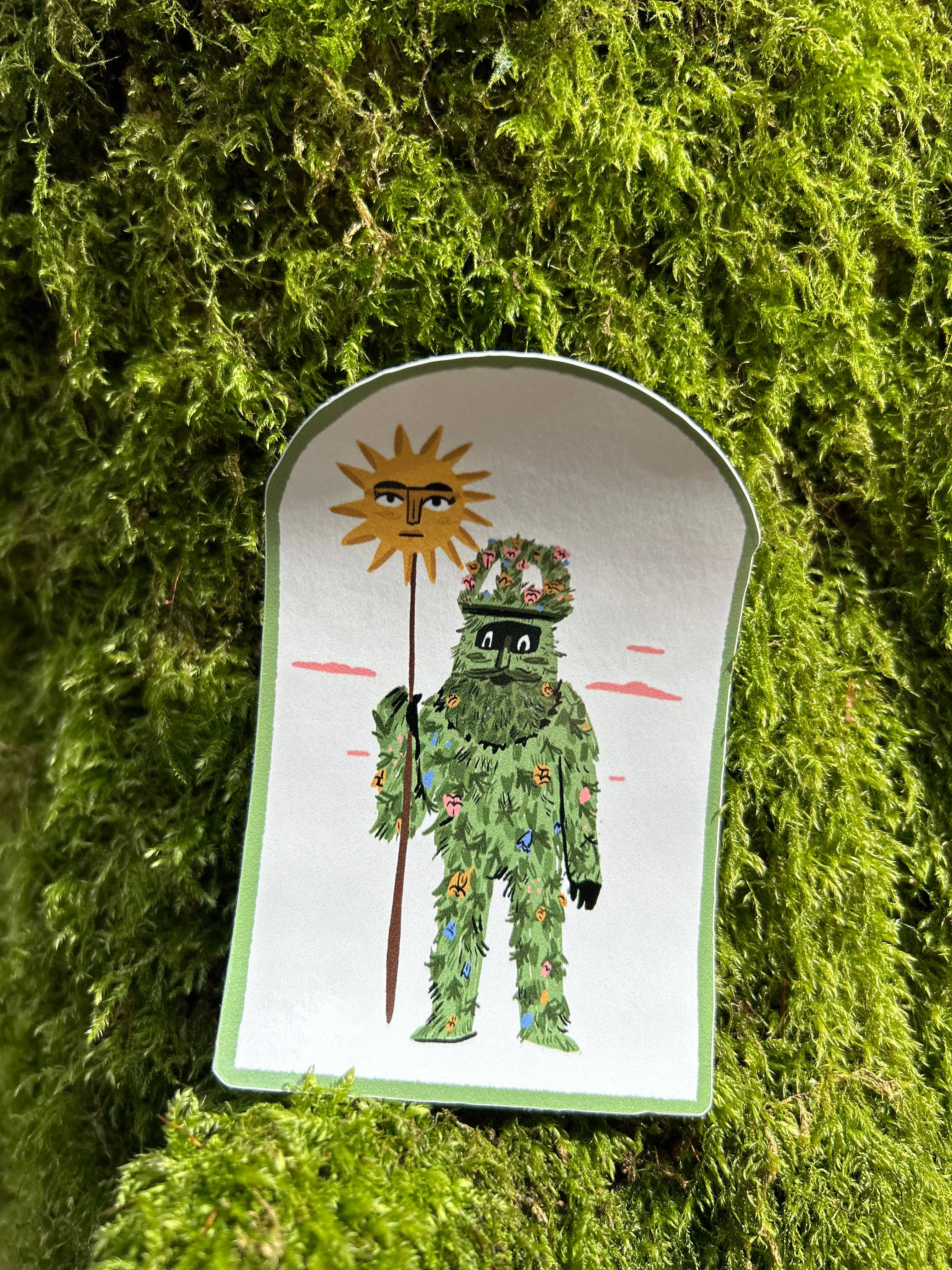 Green Man Vinyl Sticker - 10cm 
