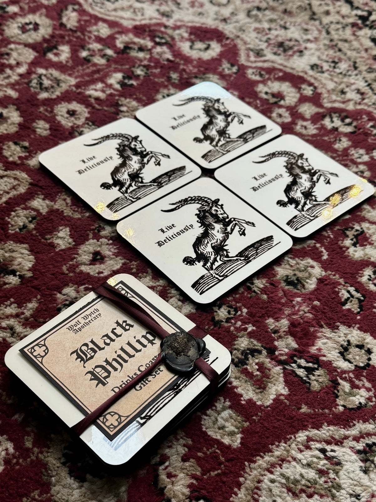 Black Phillip Goat Drink Coasters