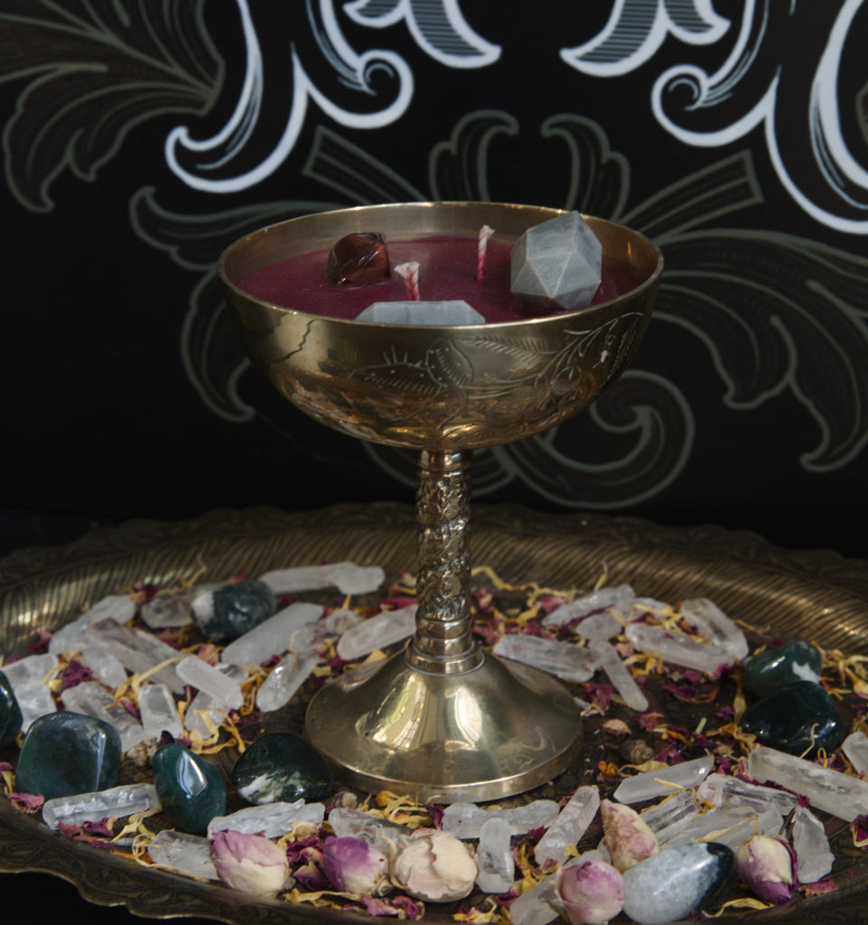 Ornate Brass Two Wick Chalice Candle