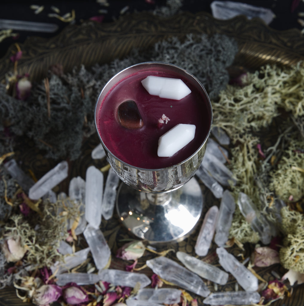 Vintage Silver Etched Chalice Candle (Red Wax)