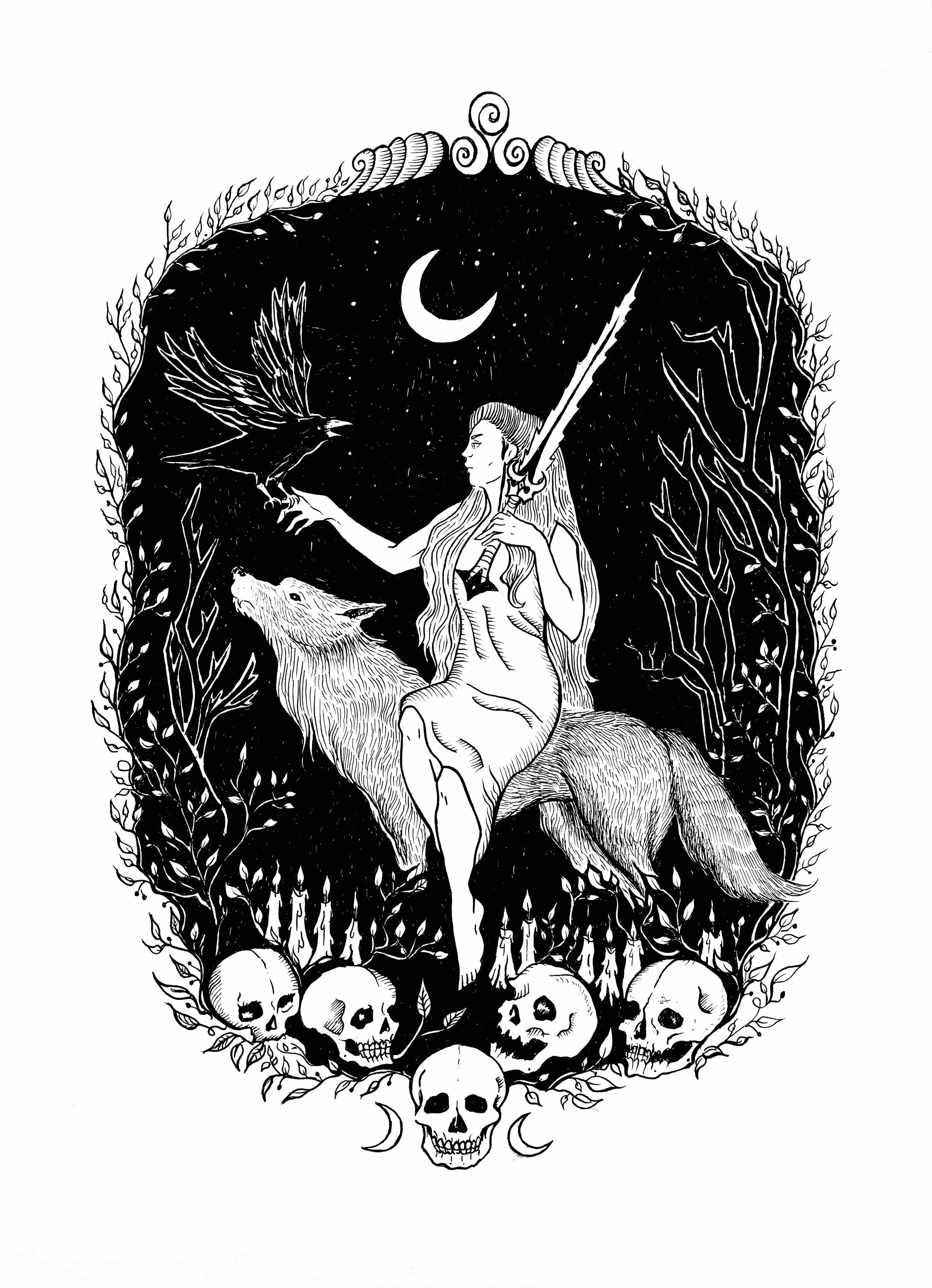Morrigan Art Print - Black & Bone