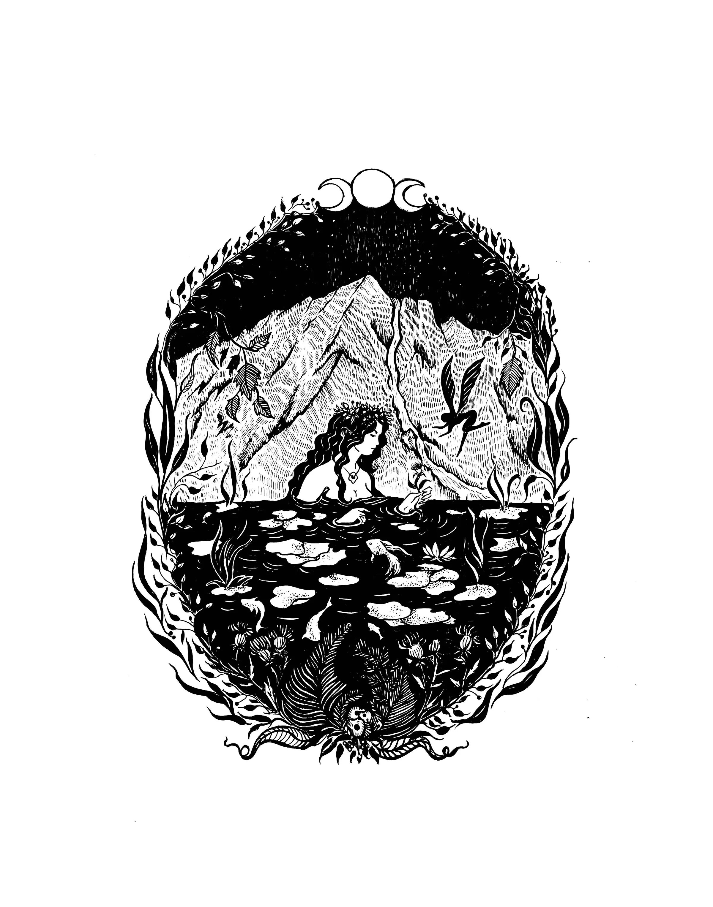 Danu Art Print - Black & Bone