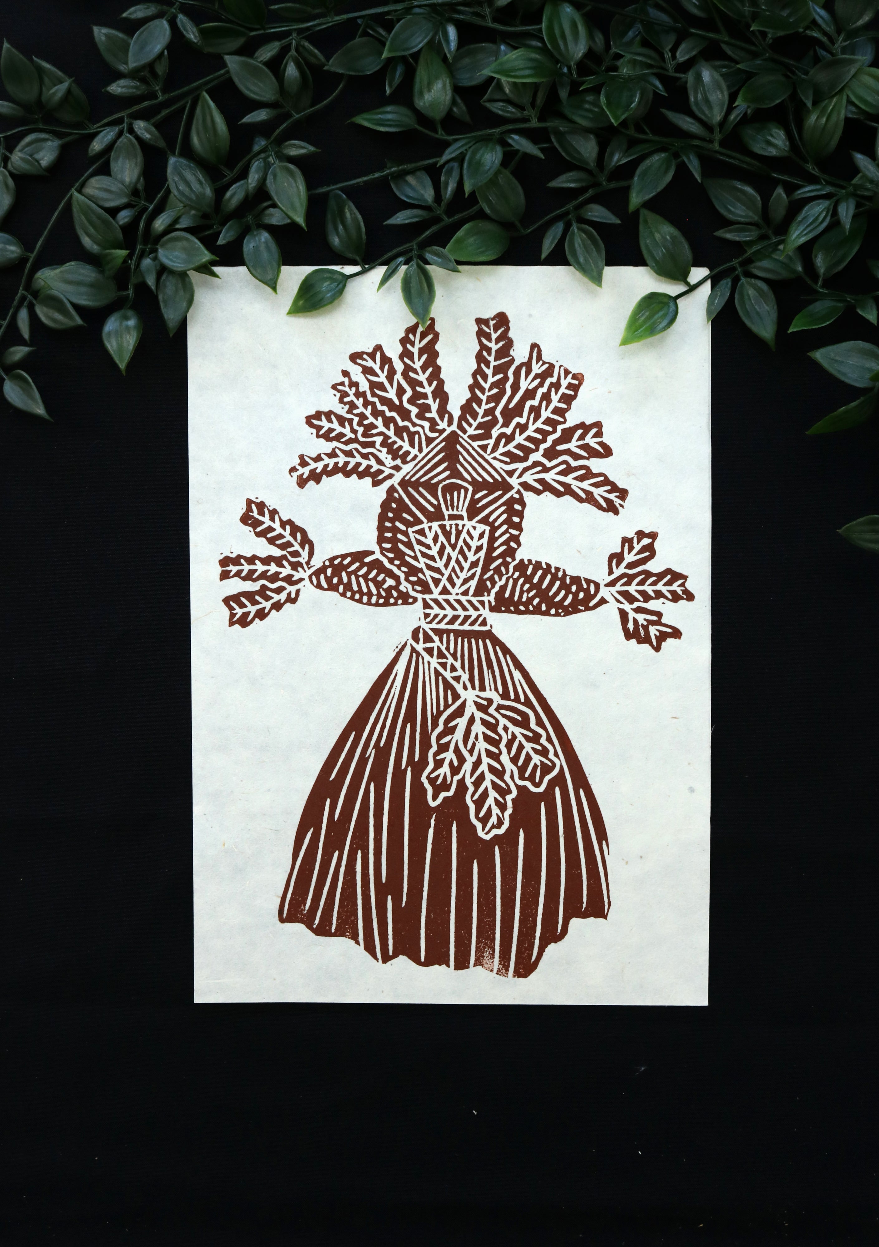 Lino Folk By Fiona - Corn Doll Lino Print (Brown)