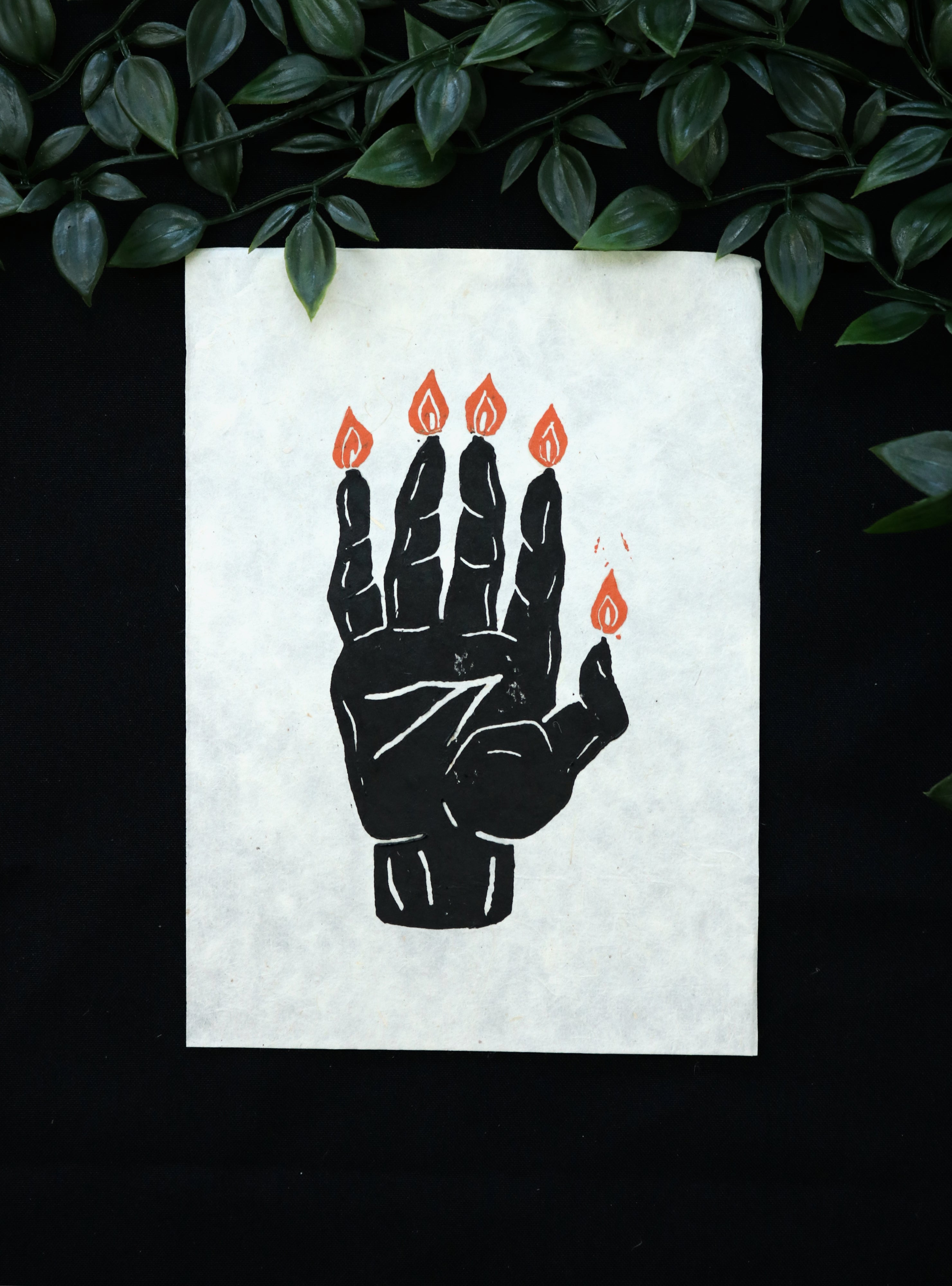 Lino Folk By Fiona - Hand Of Glory Lino Print