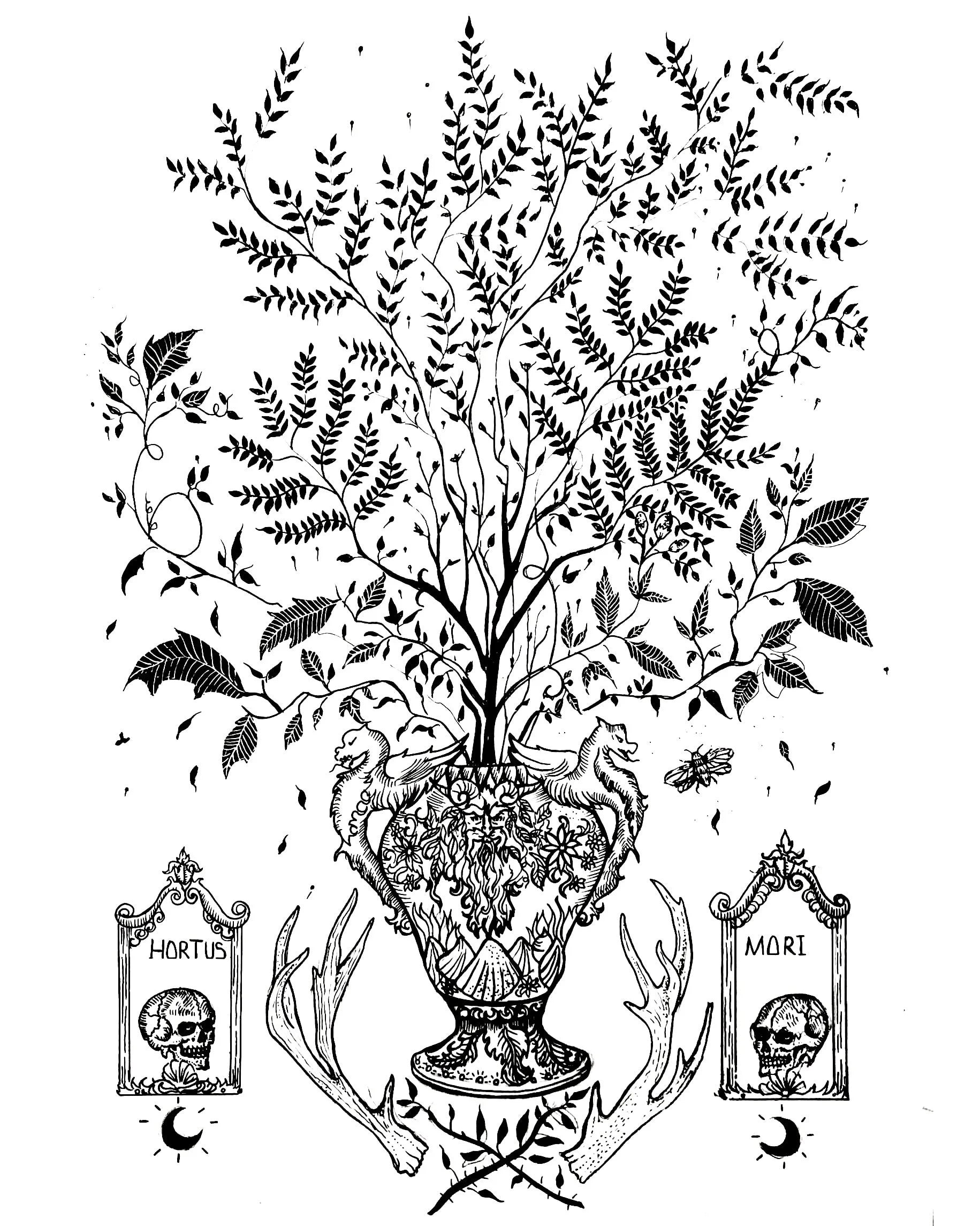Hortus Mortuorum Art Print - Black & Bone