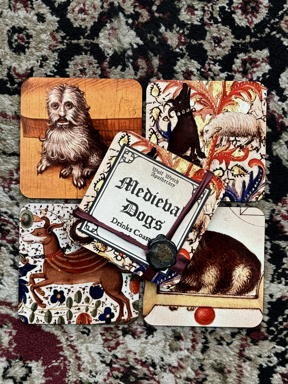 Medieval Dogs Drink Coasters
