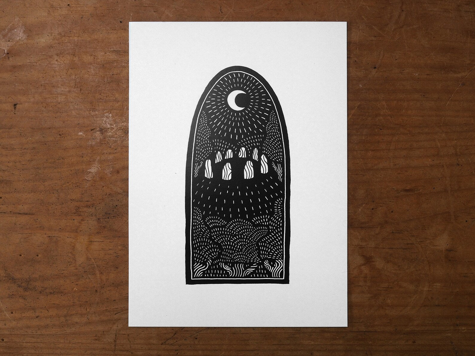 Moon Henge Stone Circle A5 Print