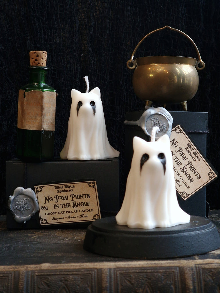 No Paw Prints In The Snow Cat Pillar Candle