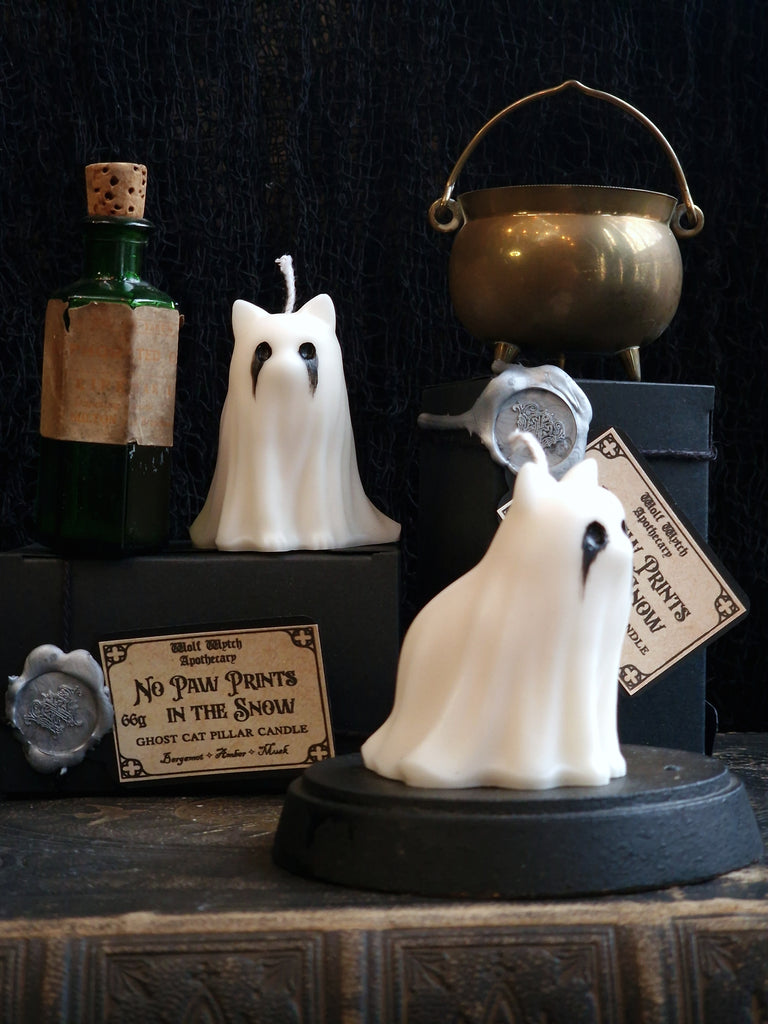 No Paw Prints In The Snow Cat Pillar Candle
