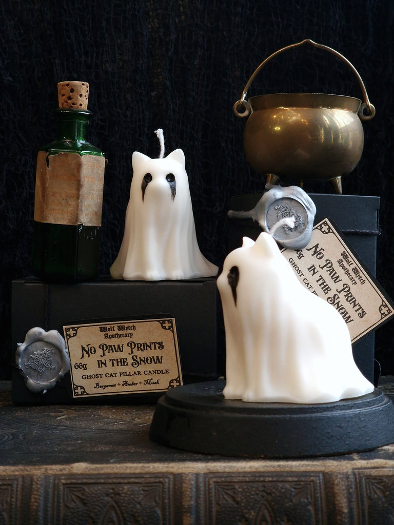 No Paw Prints In The Snow Cat Pillar Candle