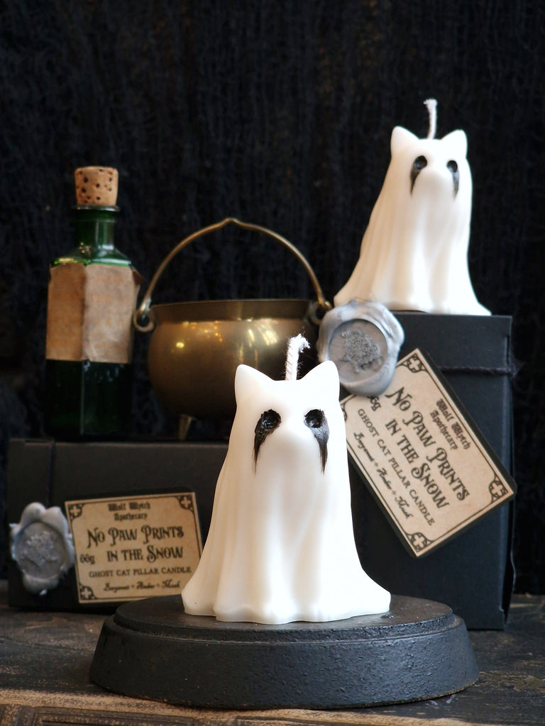 No Paw Prints In The Snow Cat Pillar Candle