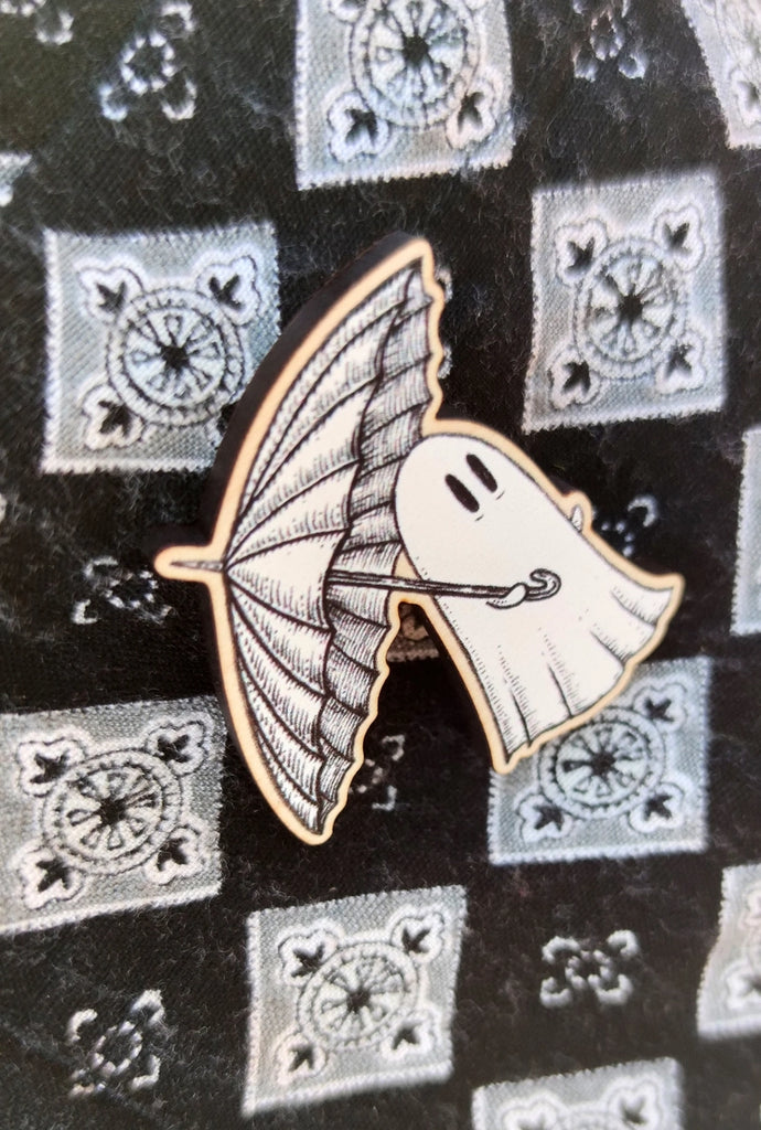 Rainy Day Ghost Wooden Pin - Jon Turner