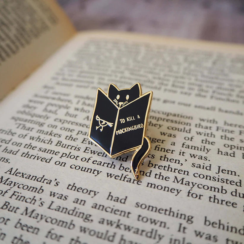 Reading Cat Enamel Pin
