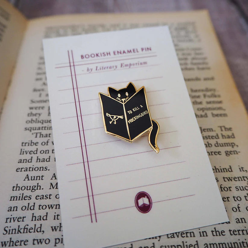 Reading Cat Enamel Pin