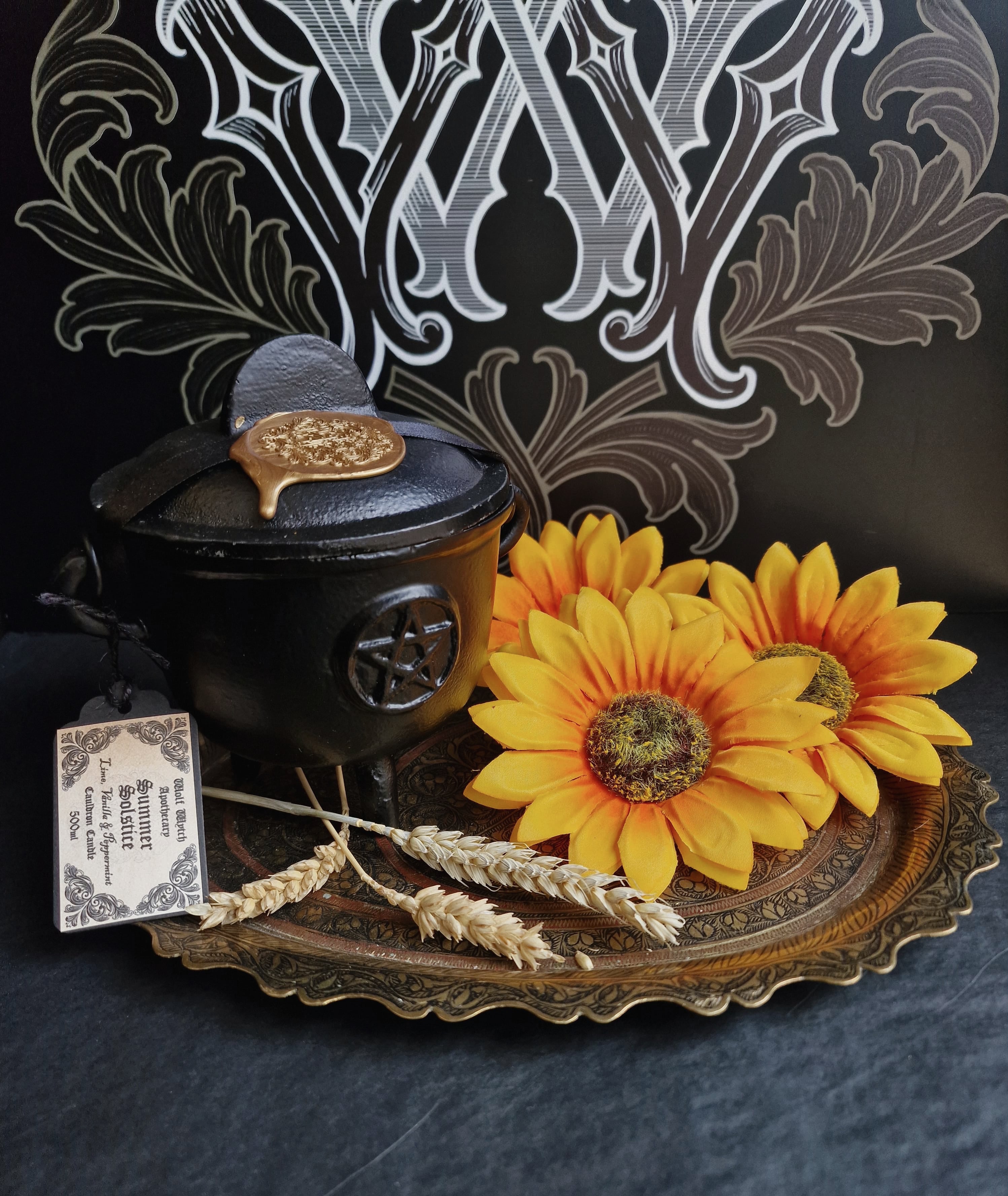 Summer Solstice Cauldron Candle | Vanilla, Lime, Peppermint
