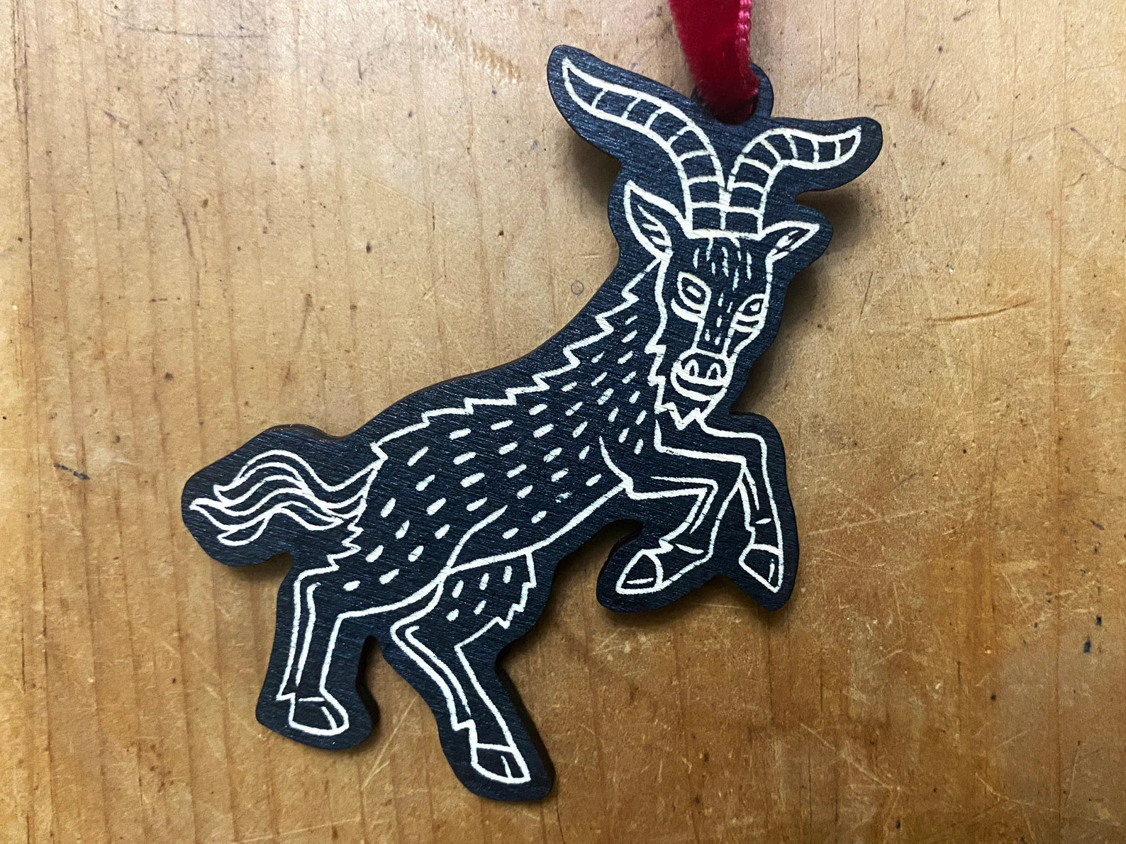Black Phillip Goat Wooden Decoration