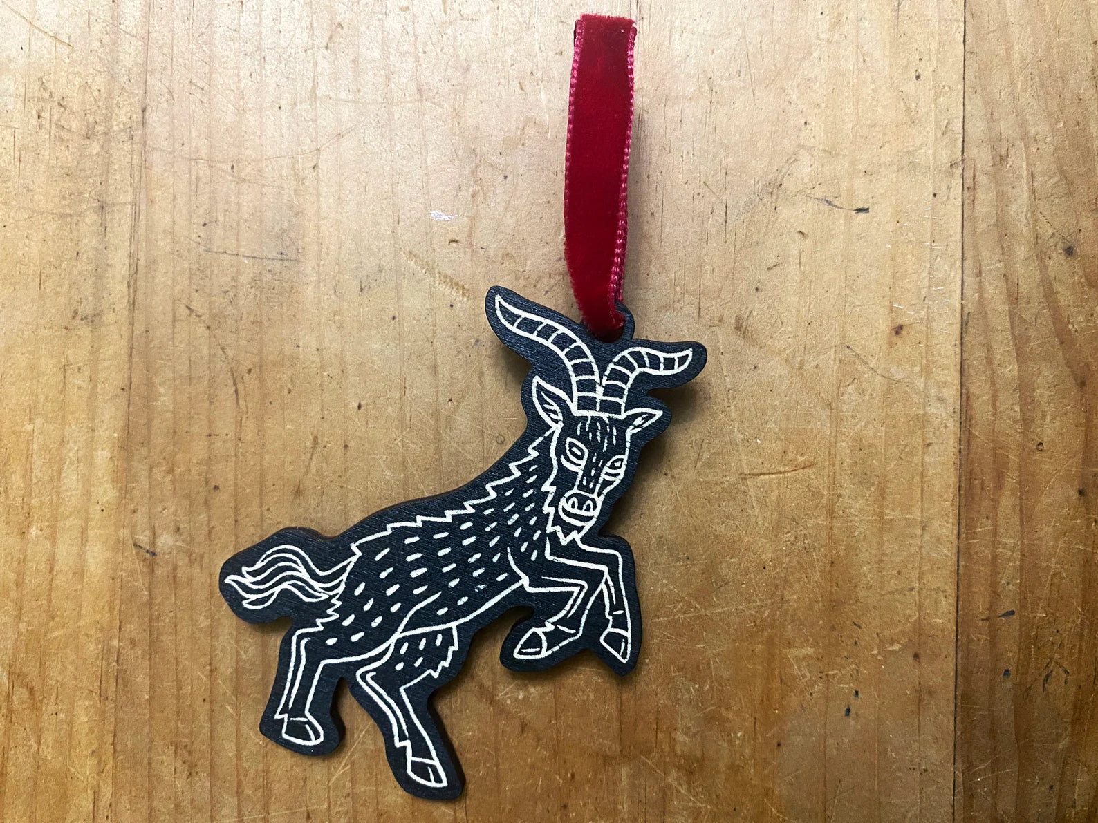 Black Phillip Goat Wooden Decoration