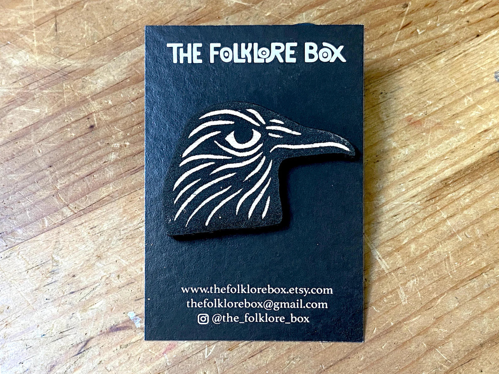 Crows Head Wooden Pin