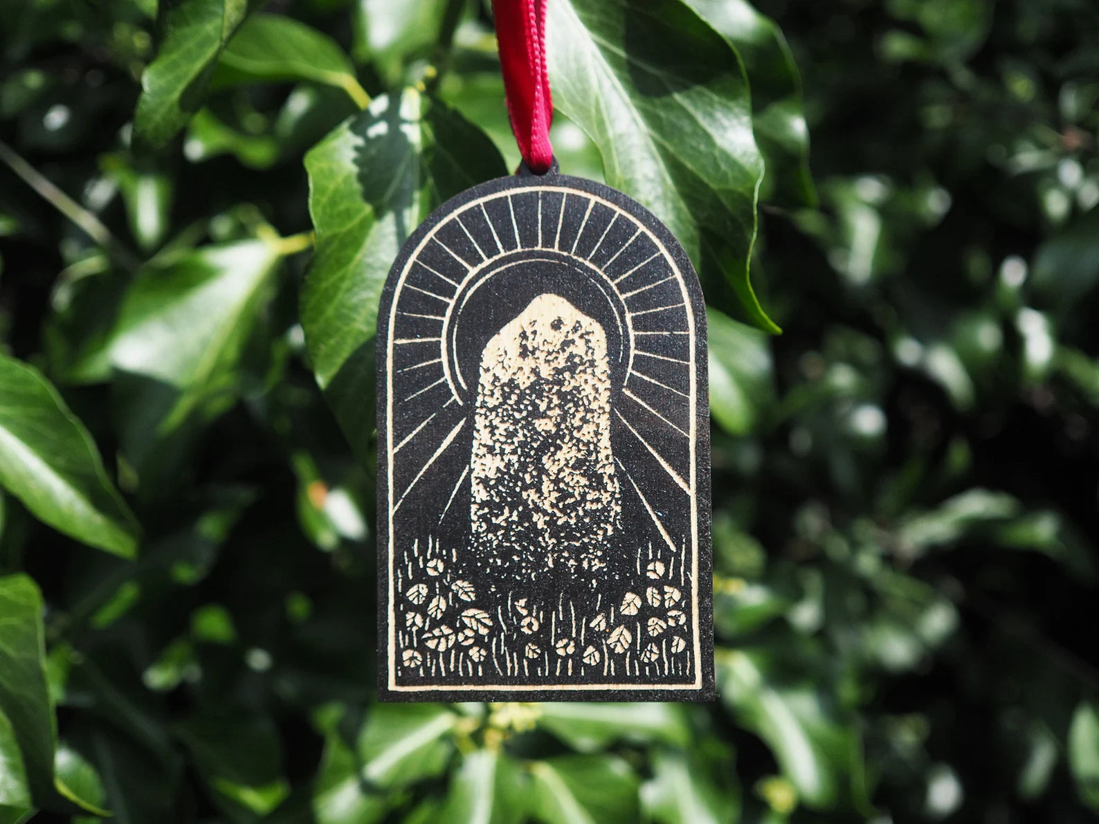 Moon Stone Standing Stone Wooden Decoration