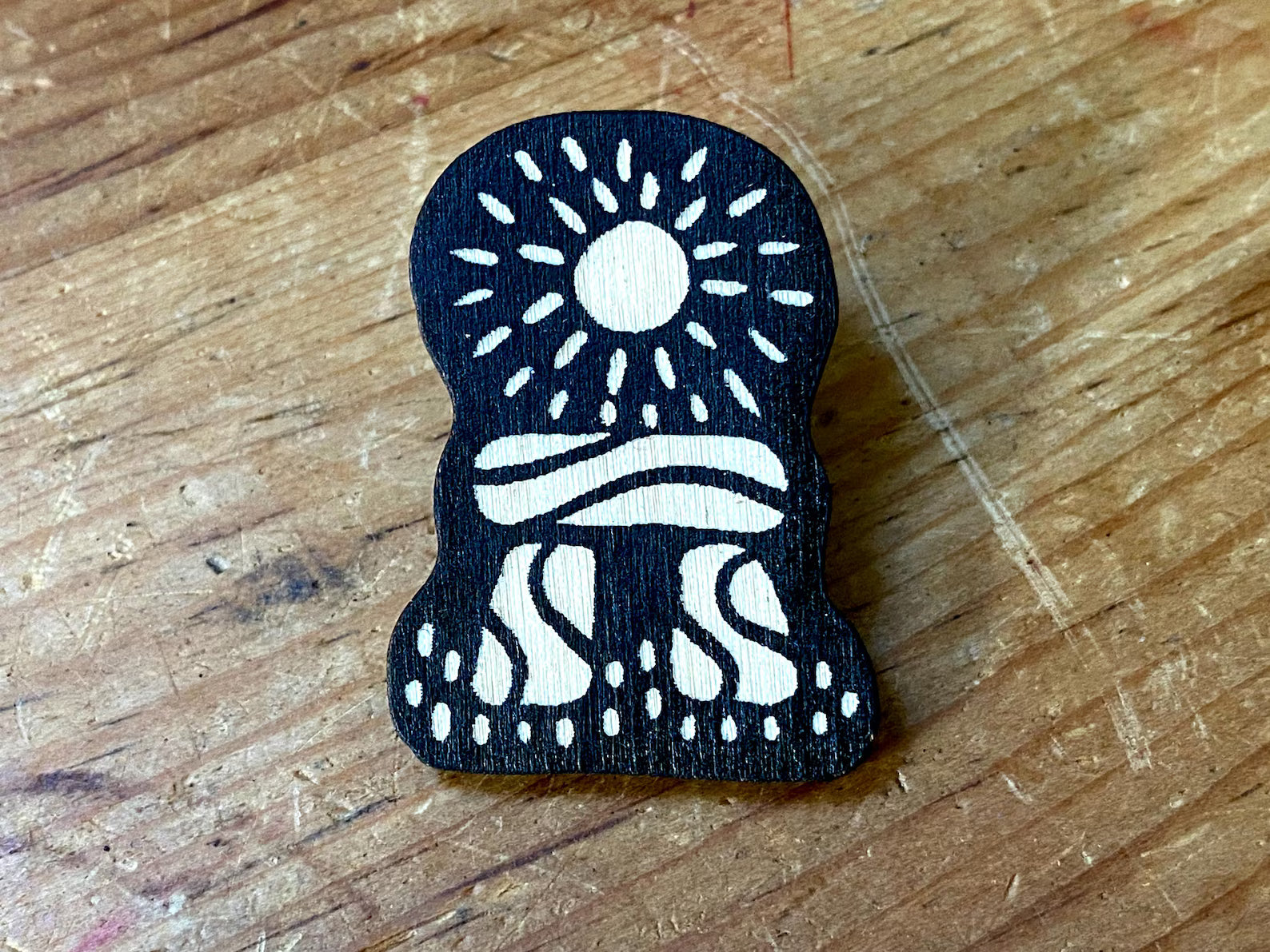Standing Stone With Sun Wooden Pin