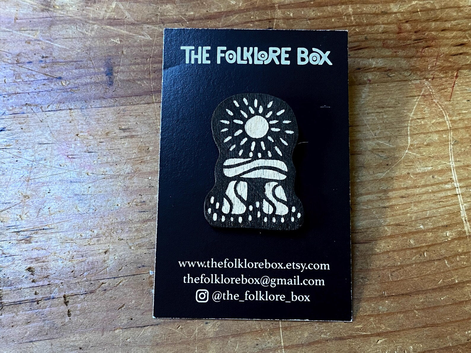 Standing Stone With Sun Wooden Pin
