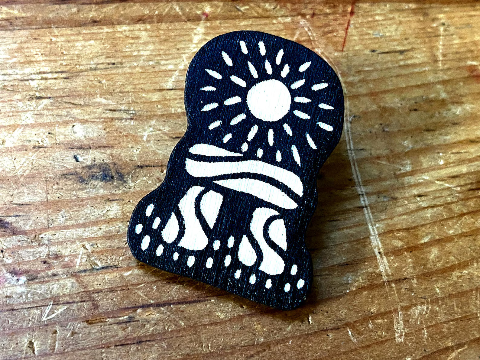 Standing Stone With Sun Wooden Pin