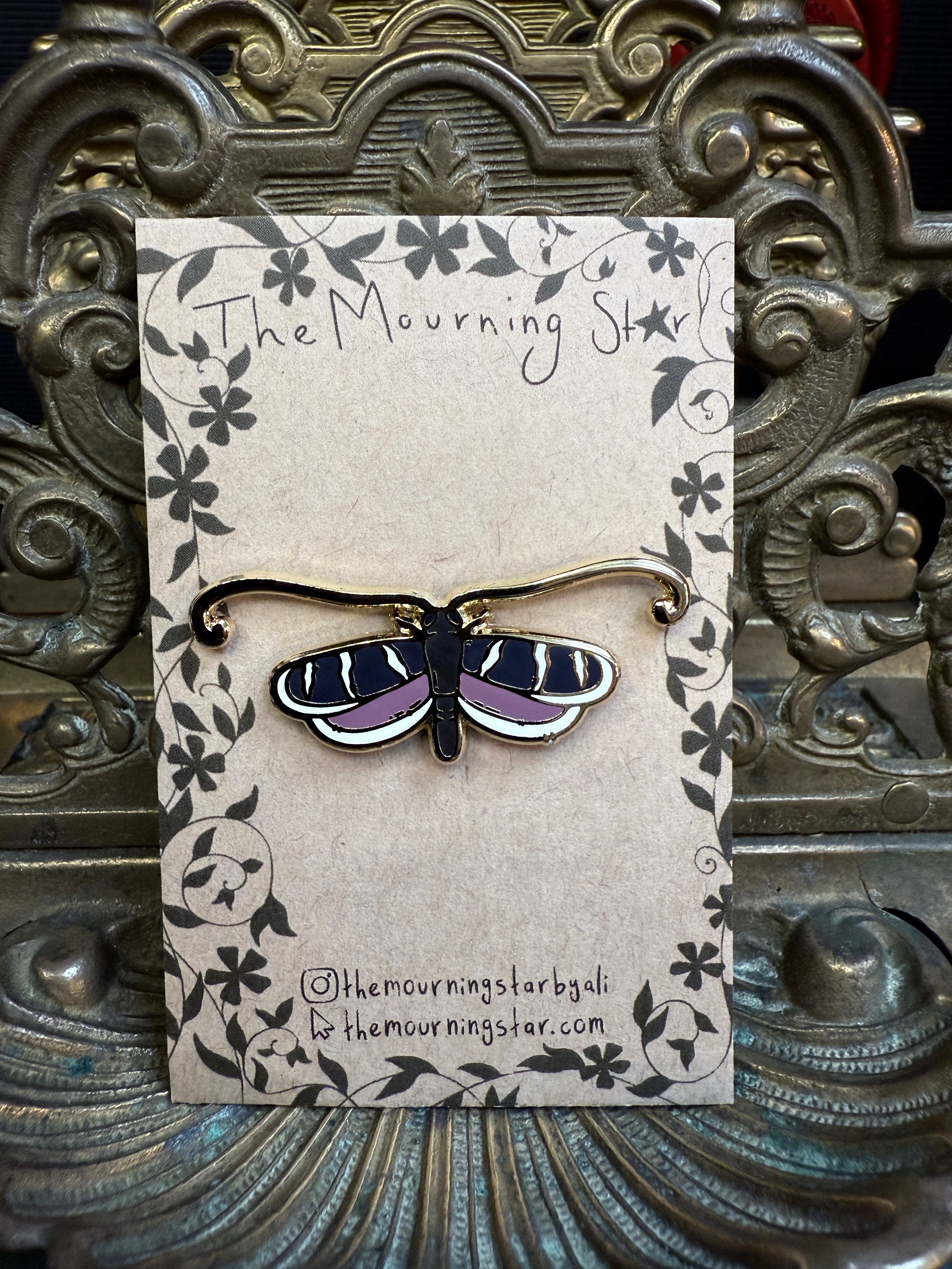 Fairy Longhorn Moth Enamel Pin - The Mourning Star