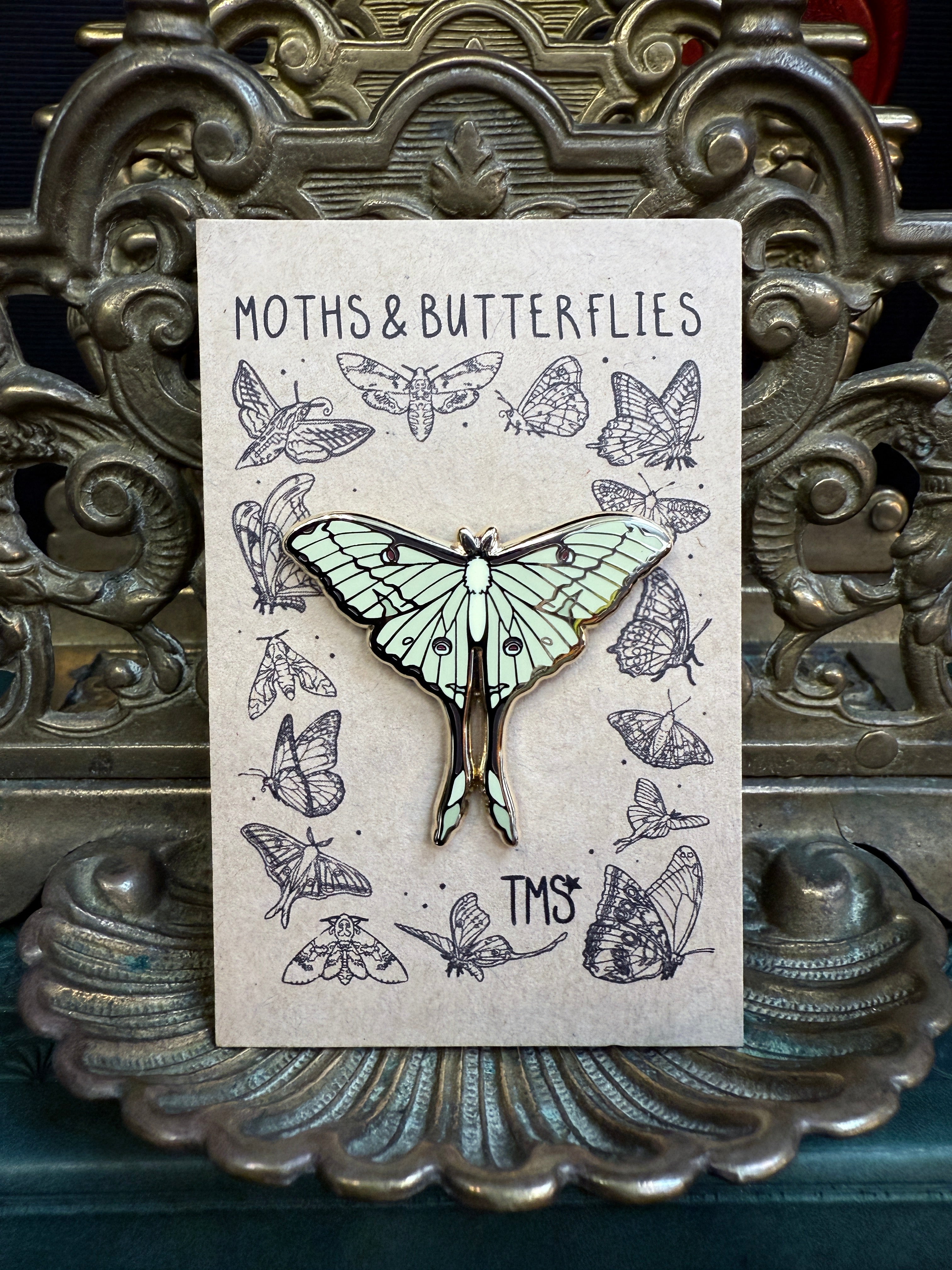 Luna Moth Enamel Pin - The Mourning Star