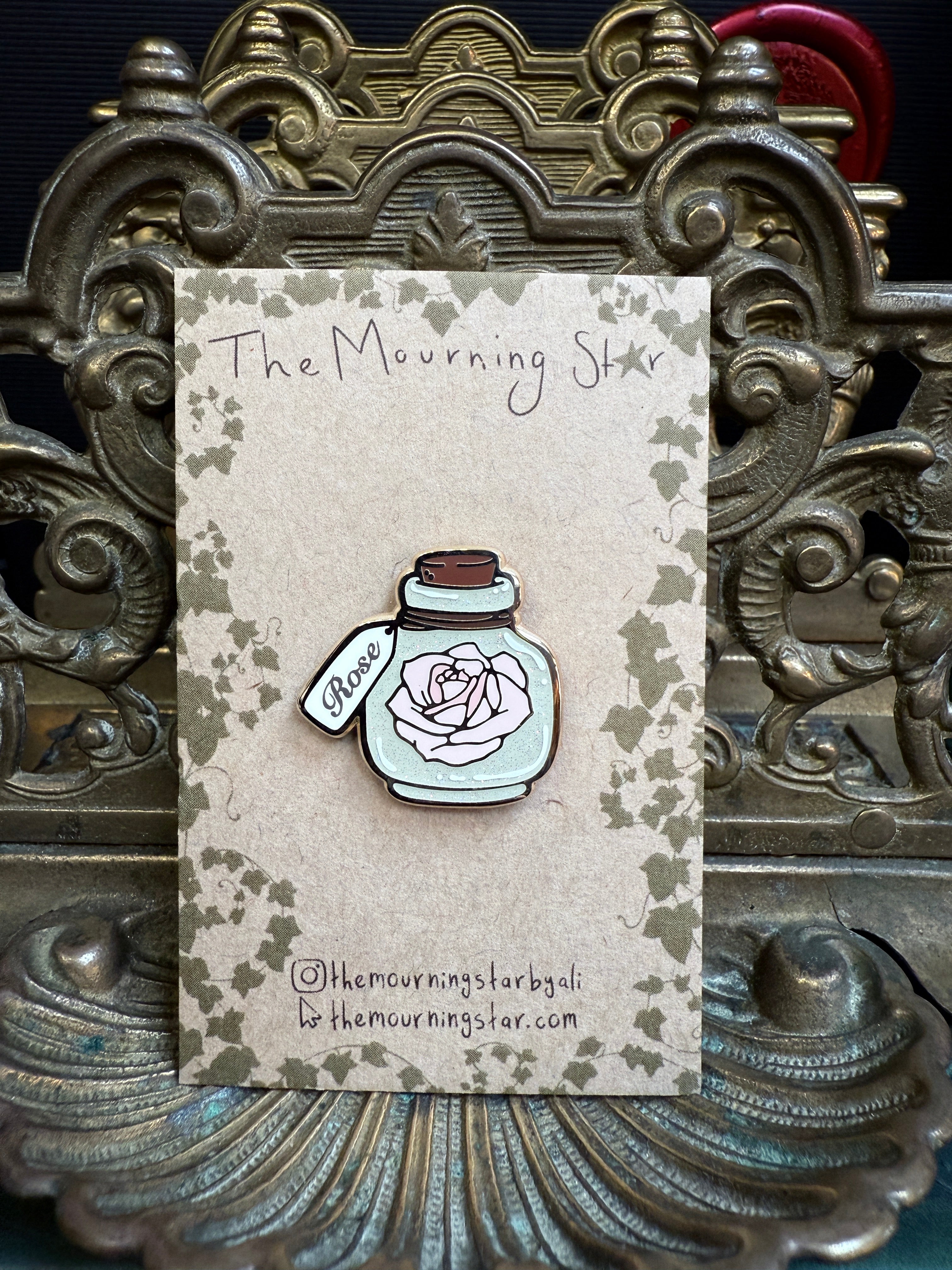 Rose Water Jar Enamel Pin - The Mourning Star