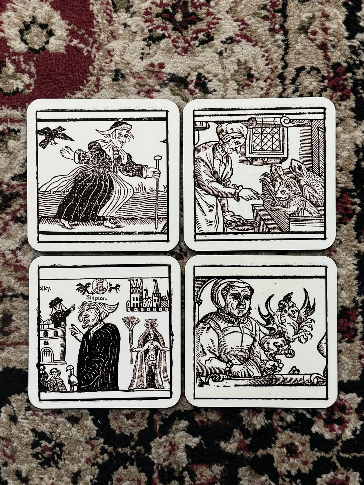 Woodcut Witches 2 Drink Coasters