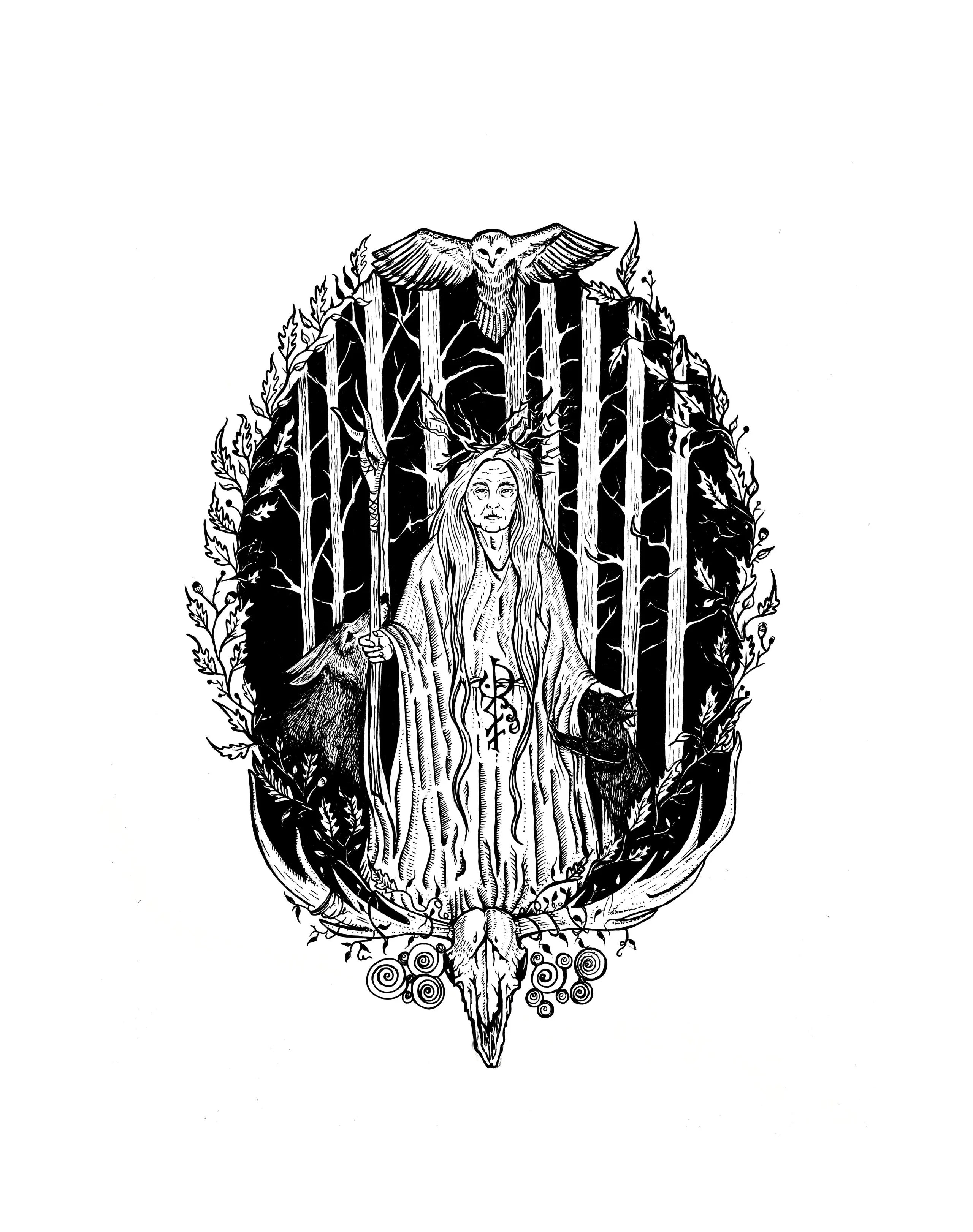 Cailleach Art Print - Black & Bone