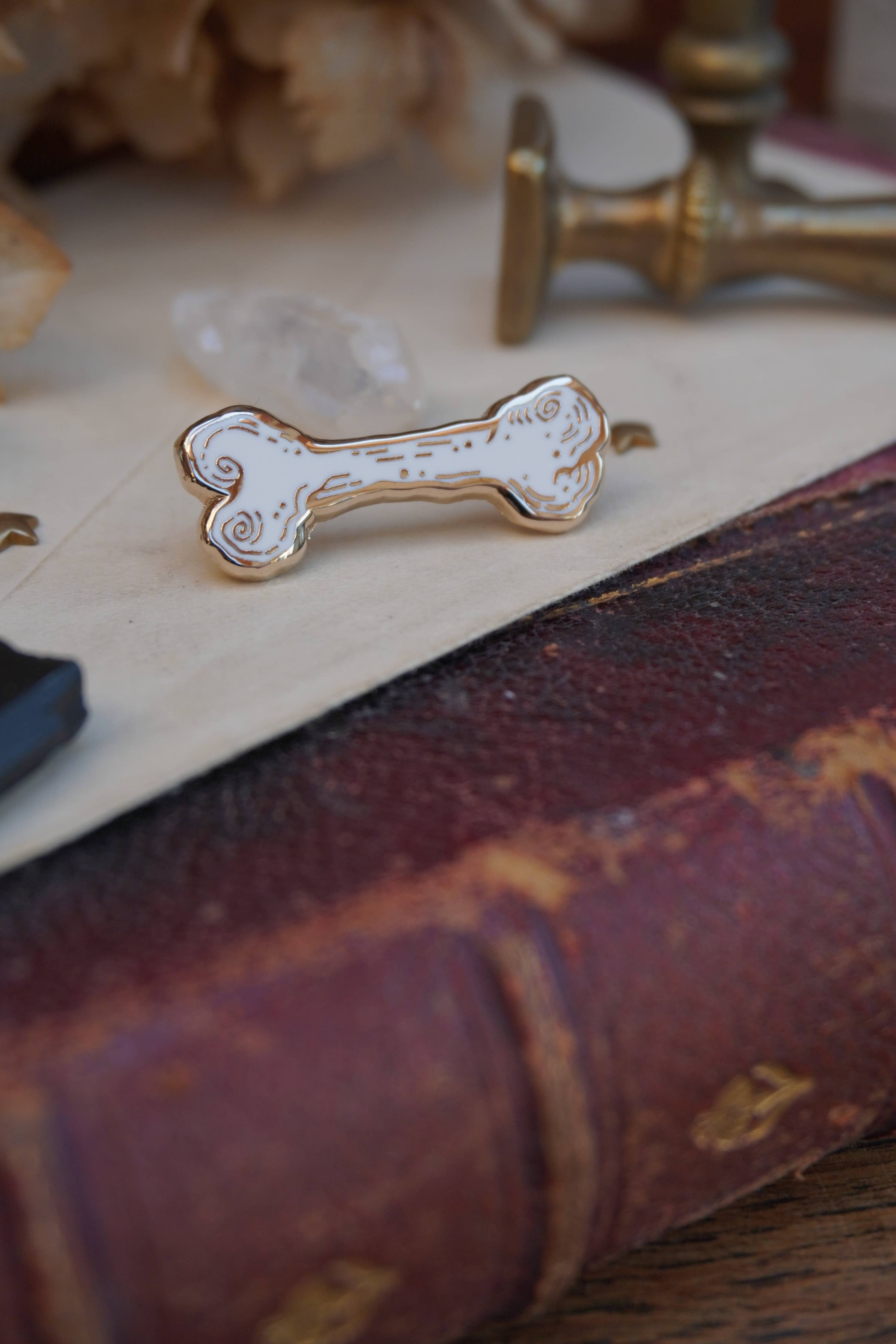 Oddities Bone Enamel Pin - Tooth & Toad