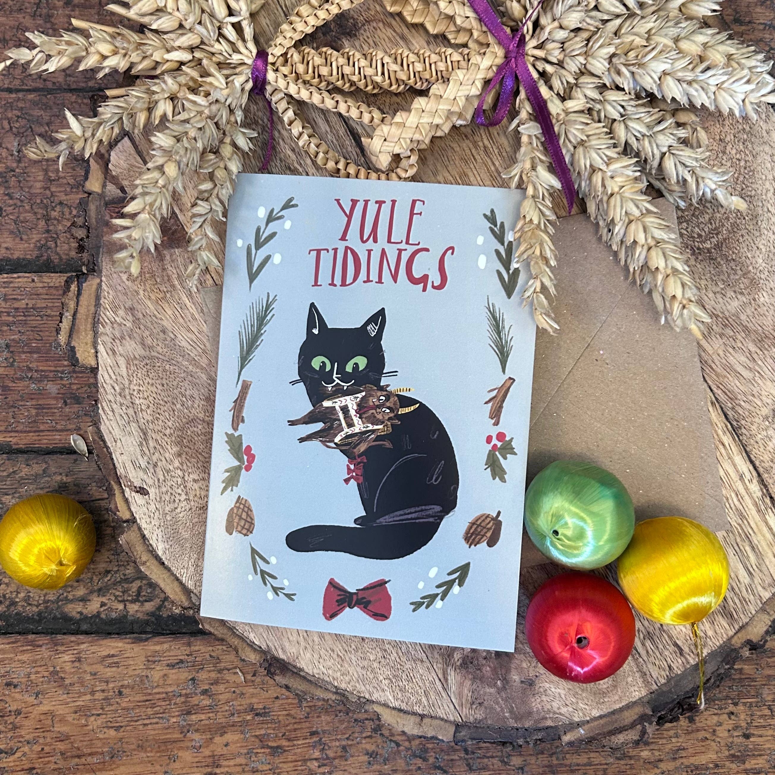 Yules Tidings Krampus Cat Greetings Card