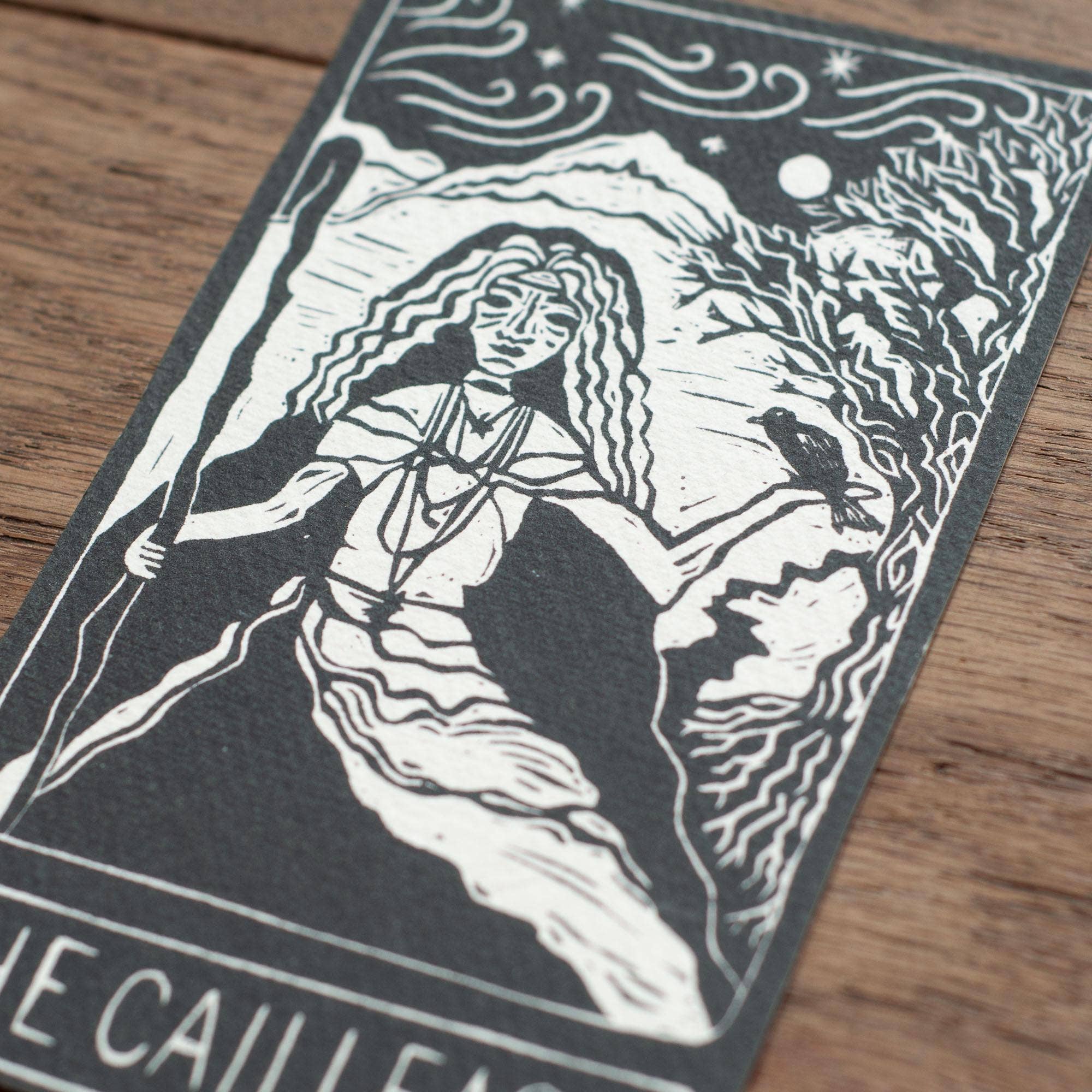 THE CAILLEACH ORACLE ALTAR CARD PRINT |  Linocut design