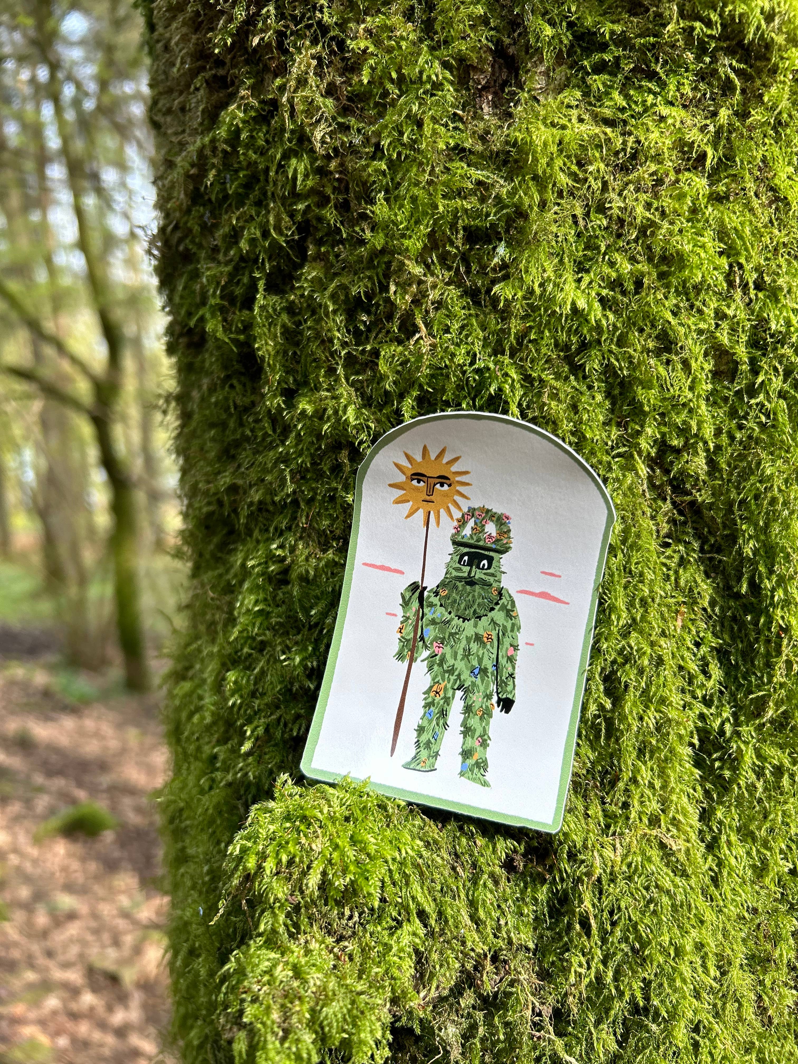 Green Man Vinyl Sticker - 10cm 