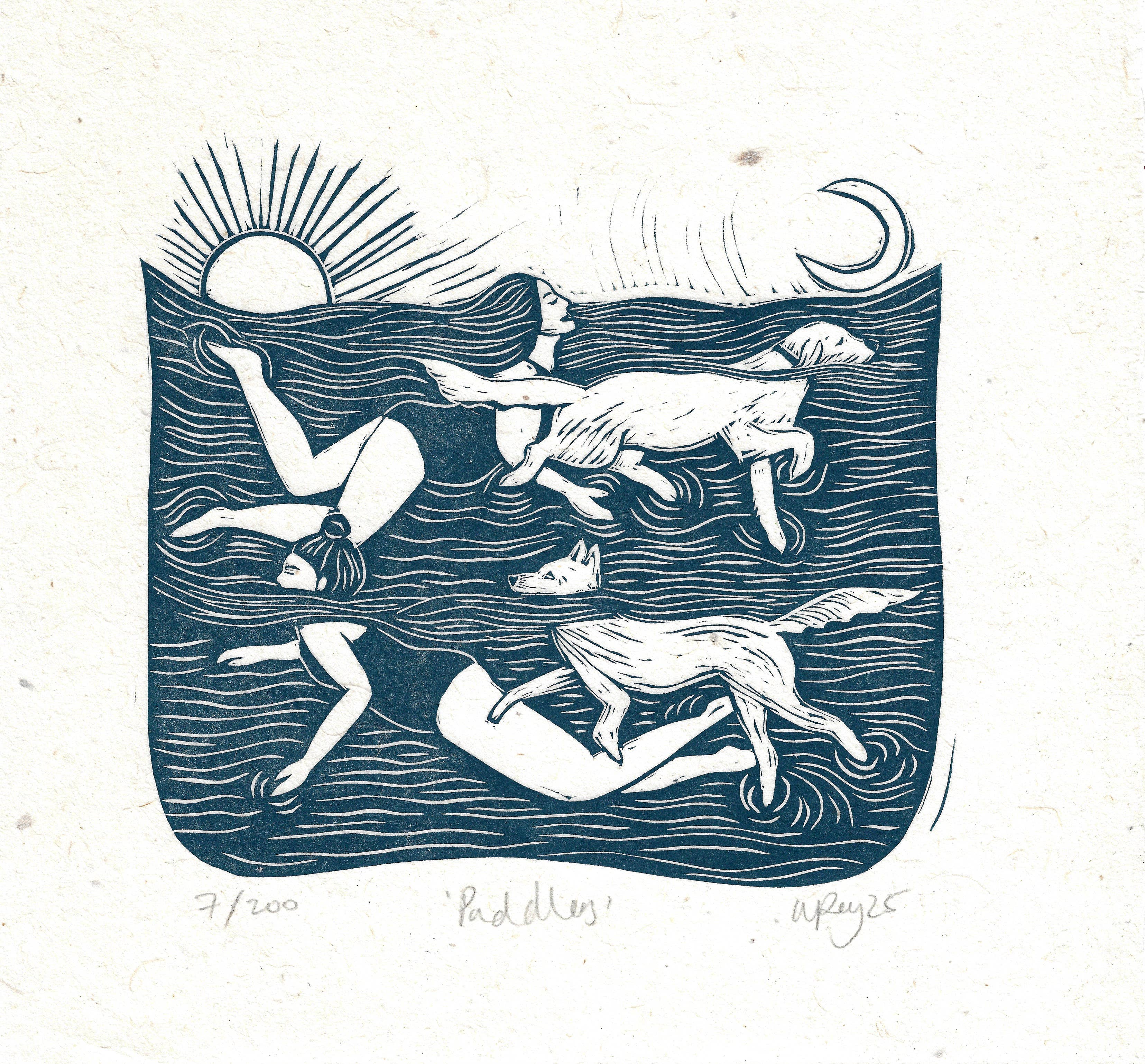 Paddlers Dog Wild Swim Greetings Card